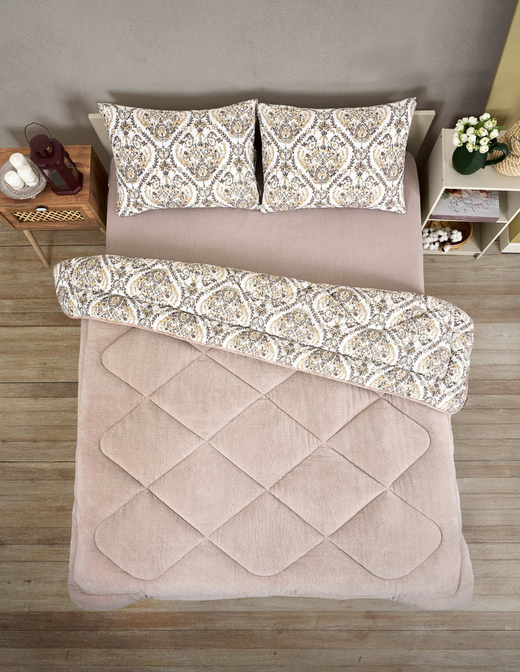 ETE HOMETEX ÇİFT KİŞİLİK LÜX WELSOFT YORGAN SETİ 195X215CM AKSU BEJ 8696474231869
