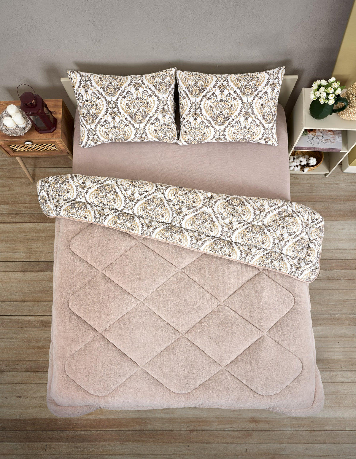 ETE HOMETEX ÇİFT KİŞİLİK LÜX WELSOFT YORGAN SETİ 195X215CM AKSU BEJ 8696474231869