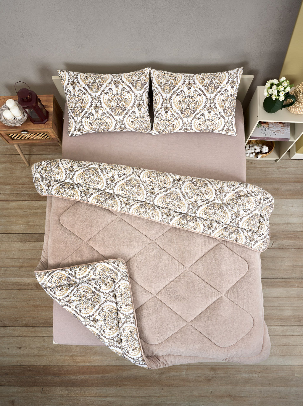 ETE HOMETEX ÇİFT KİŞİLİK LÜX WELSOFT YORGAN SETİ 195X215CM AKSU BEJ 8696474231869