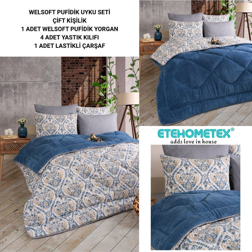 ETE HOMETEX ÇİFT KİŞİLİK WELSOFT UYKU SETİ AKSU İNDİGO 8696474231973