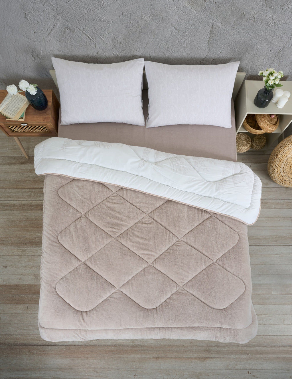 ETE HOMETEX ÇİFT KİŞİLİK LÜX WELSOFT YORGAN SETİ 195X215CM ALENA BEJ 8696474231940
