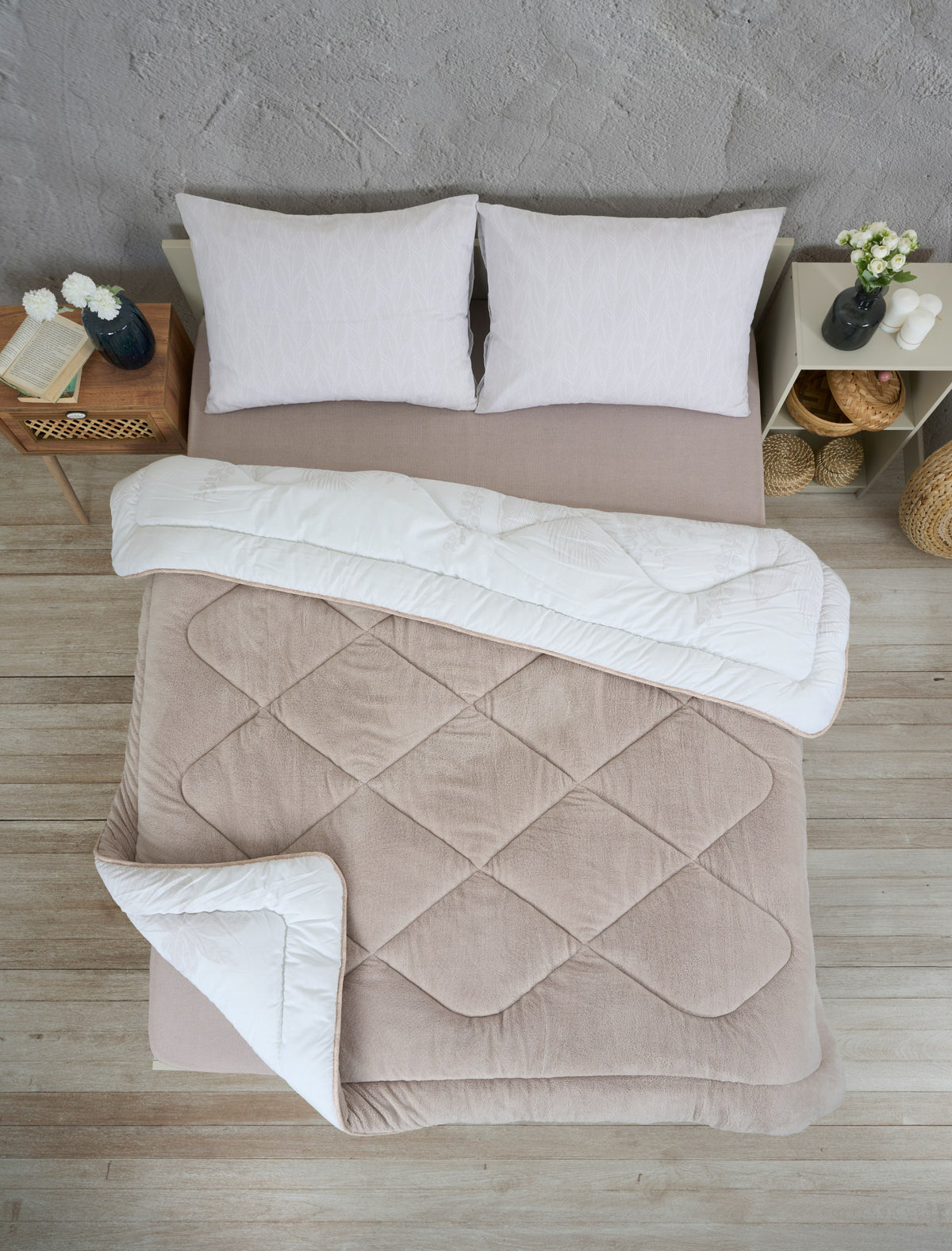 ETE HOMETEX ÇİFT KİŞİLİK LÜX WELSOFT YORGAN SETİ 195X215CM ALENA BEJ 8696474231940