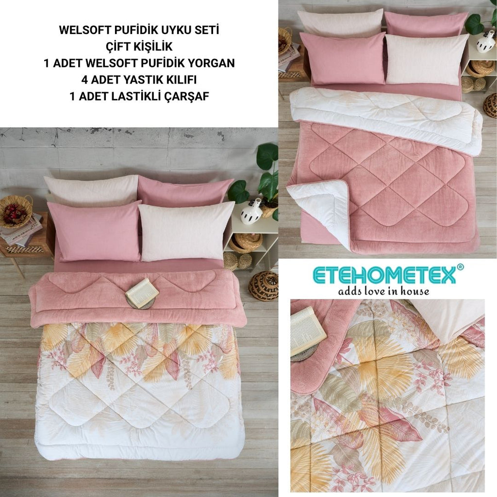 ETE HOMETEX ÇİFT KİŞİLİK WELSOFT UYKU SETİ ALENA PUDRA 8696474231975