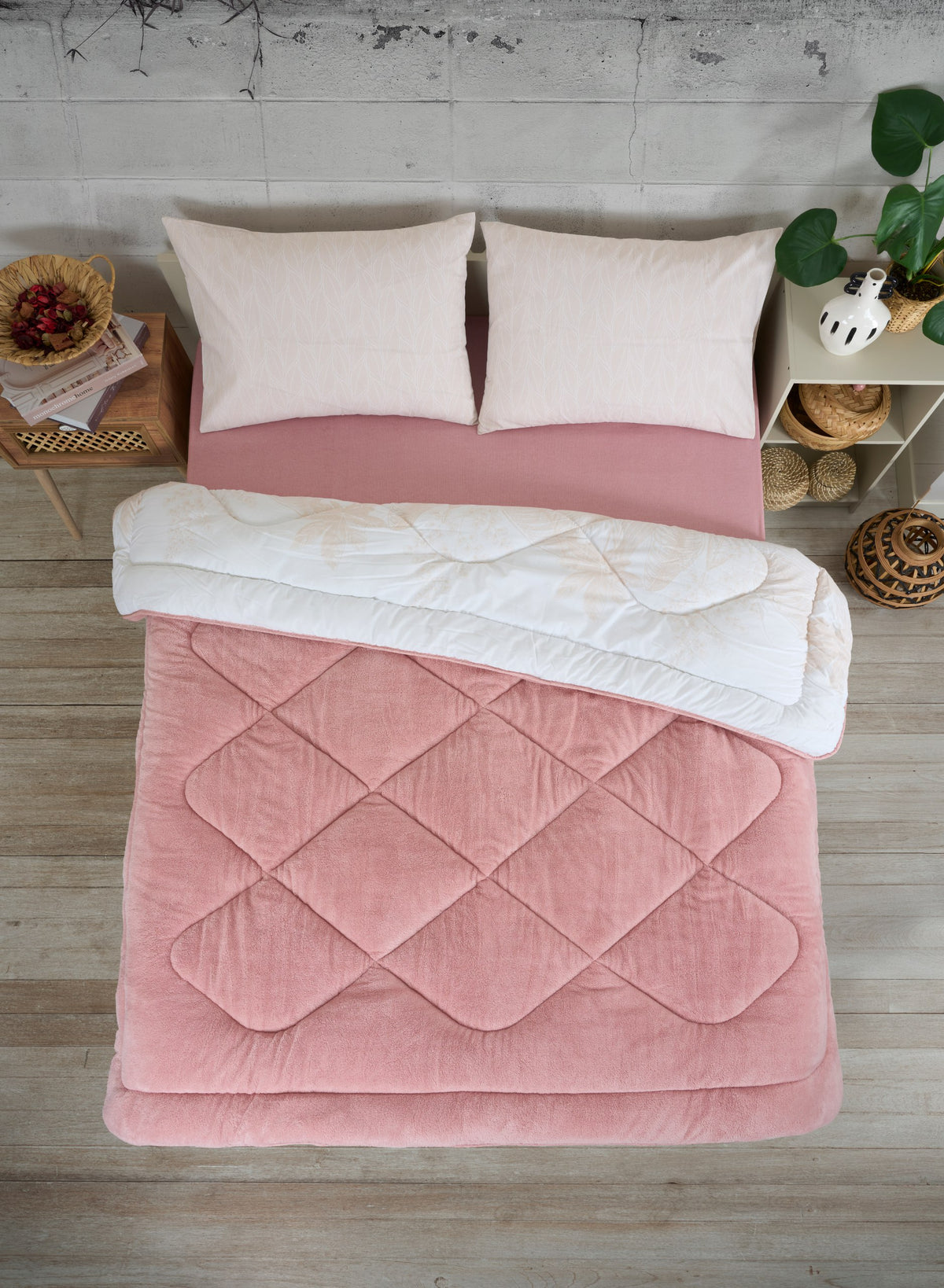 ETE HOMETEX ÇİFT KİŞİLİK LÜX WELSOFT YORGAN SETİ 195X215CM ALENA PUDRA 8696474231939