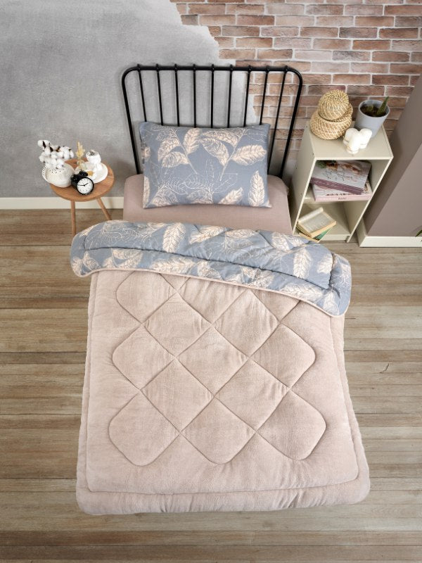ETE HOMETEX TEK KİŞİLİK LÜX WELSOFT YORGAN SETİ ARİNA BEJ 155X215CM 8696474231848