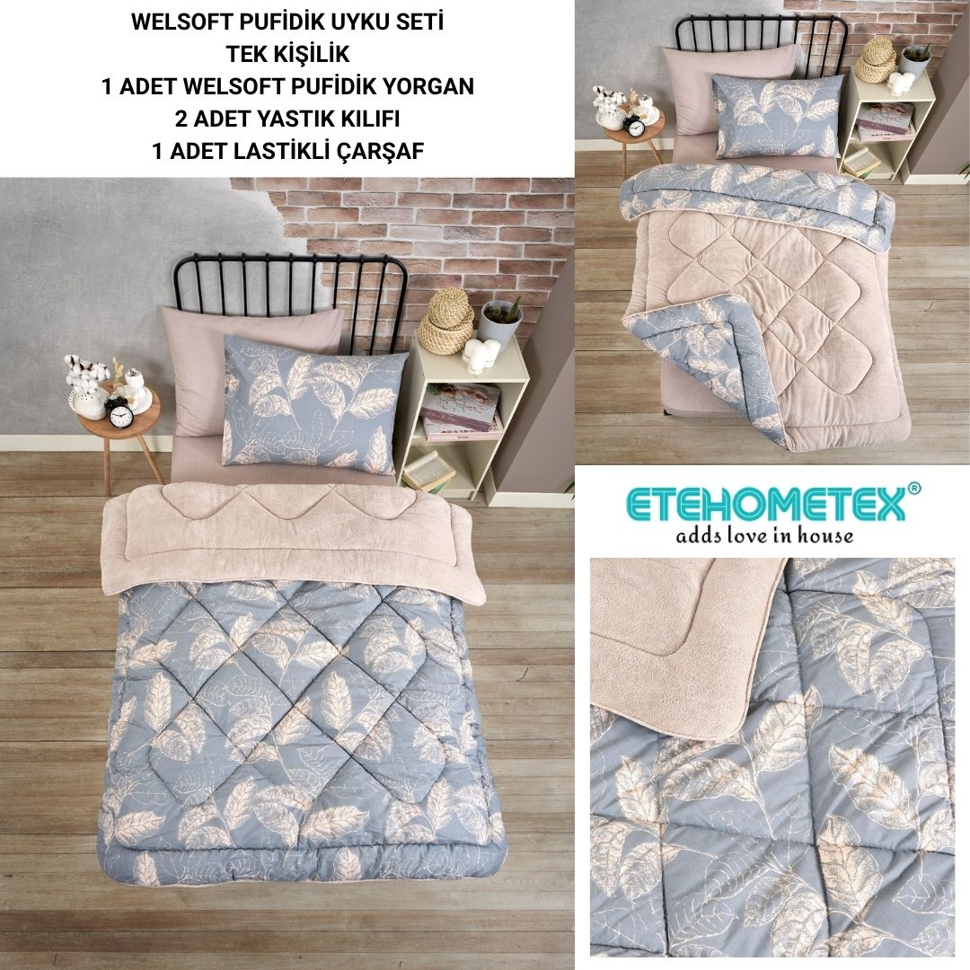 ETE HOMETEX TEK KİŞİLİK WELSOFT UYKU SETİ ARİNA BEJ 8696474231999