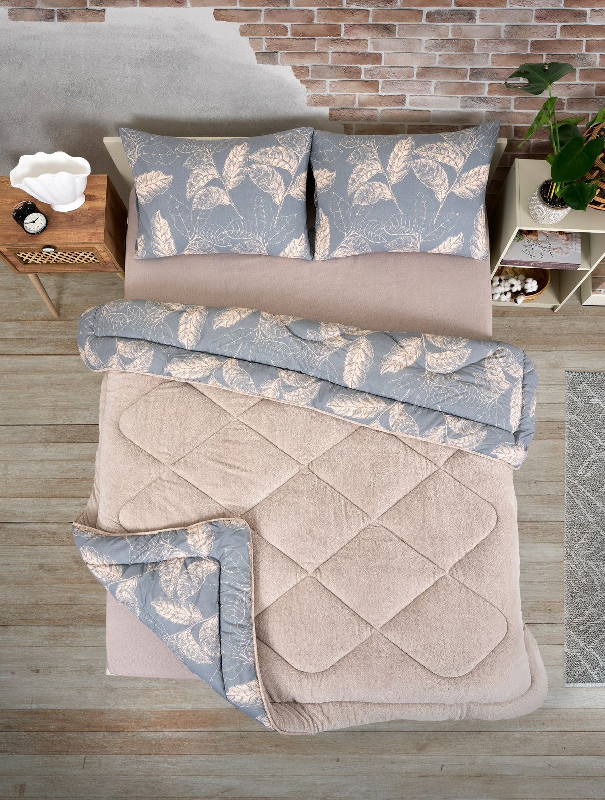 ETE HOMETEX ÇİFT KİŞİLİK LÜX WELSOFT YORGAN SETİ 195X215CM ARİNA BEJ 8696474231861