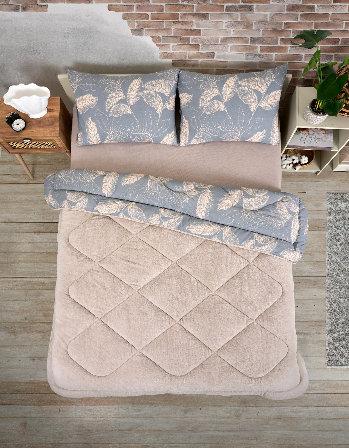 ETE HOMETEX ÇİFT KİŞİLİK LÜX WELSOFT YORGAN SETİ 195X215CM ARİNA BEJ 8696474231861