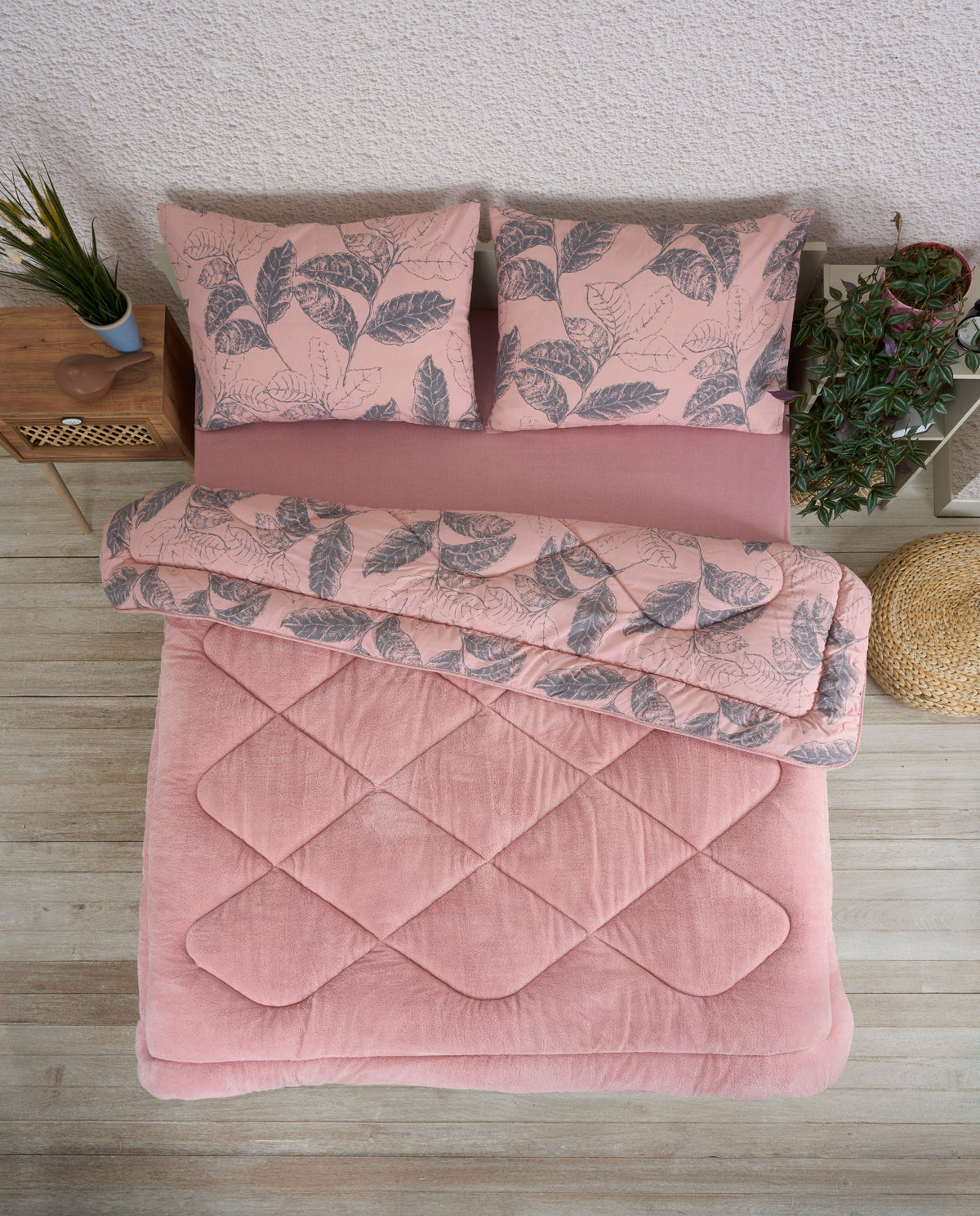 ETE HOMETEX ÇİFT KİŞİLİK LÜX WELSOFT YORGAN SETİ 195X215CM ARİNA PUDRA 8696474231889