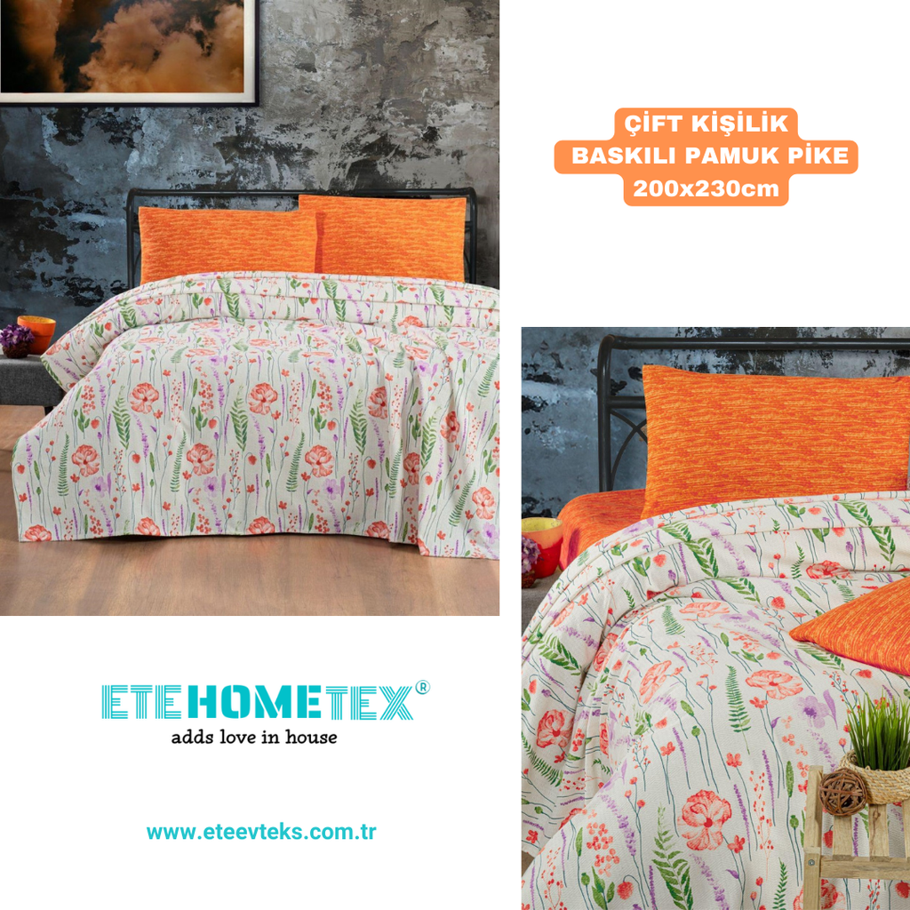 ETEHOMETEX ÇİFT KİŞİLİK BASKILI PAMUK PİKE BAHAR 8696474231842