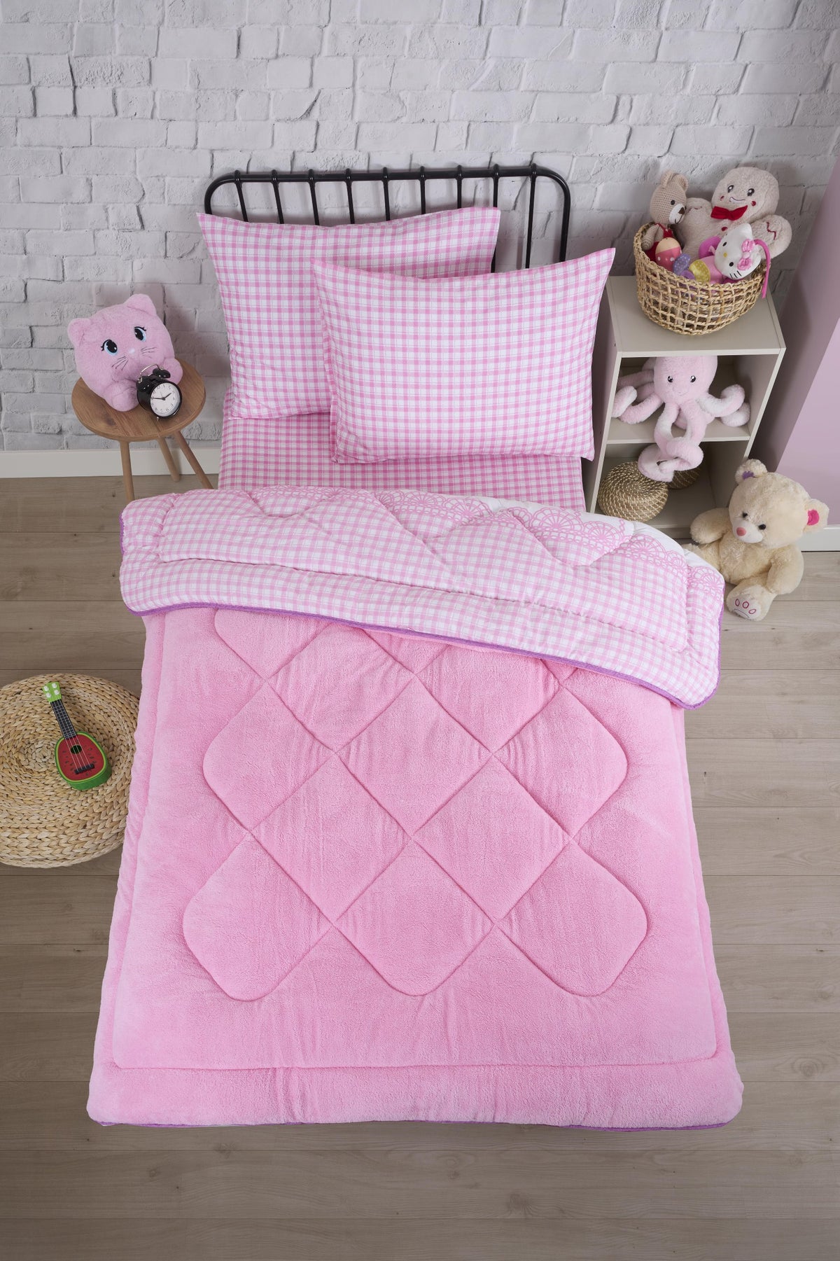 ETE HOMETEX TEK KİŞİLİK WELSOFT UYKU SETİ BİSİKLET PEMBE 8696474232004