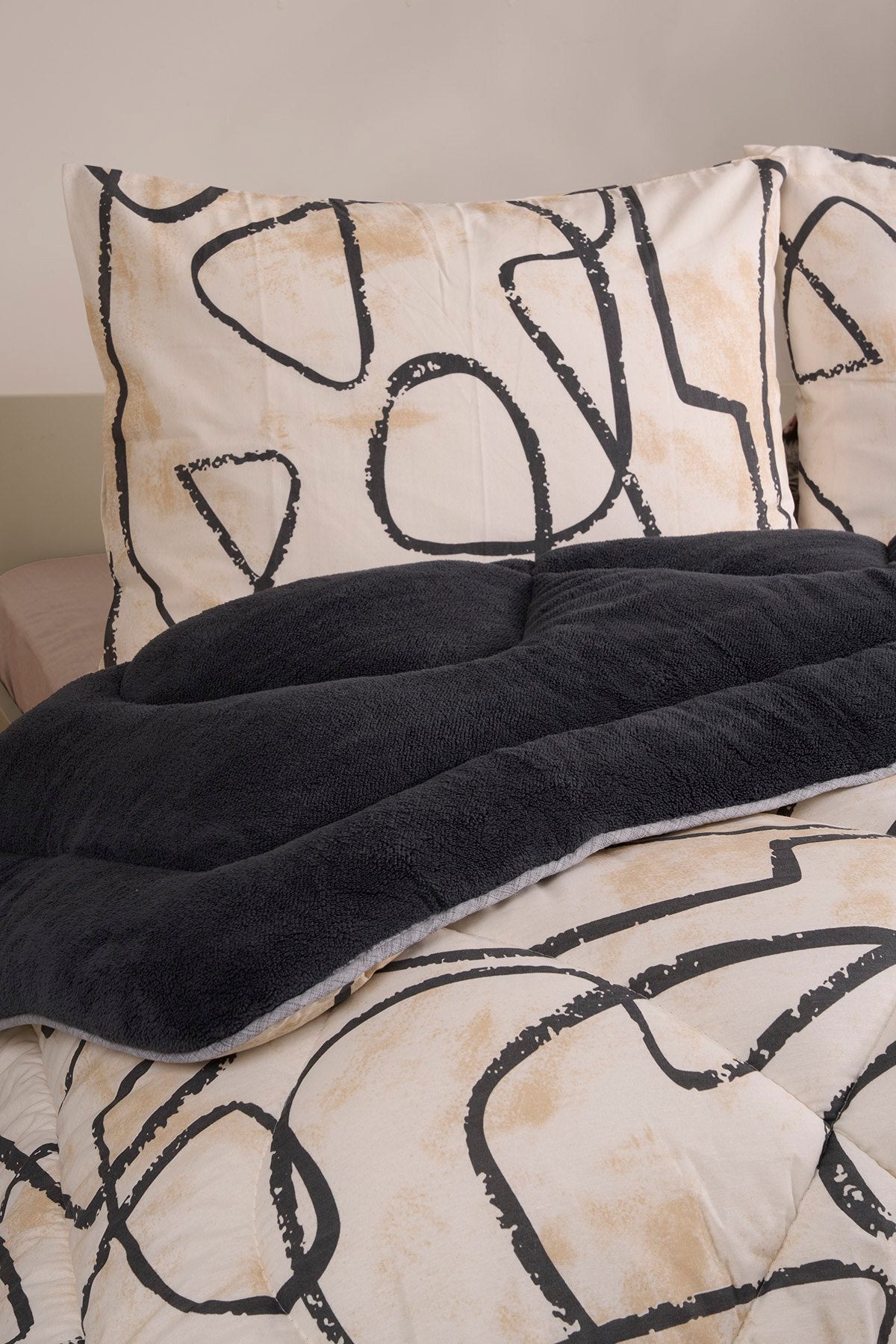 ETE HOMETEX ÇİFT KİŞİLİK LÜX WELSOFT YORGAN SETİ 195X215CM EFEKT ANTRASİT 8696474231963
