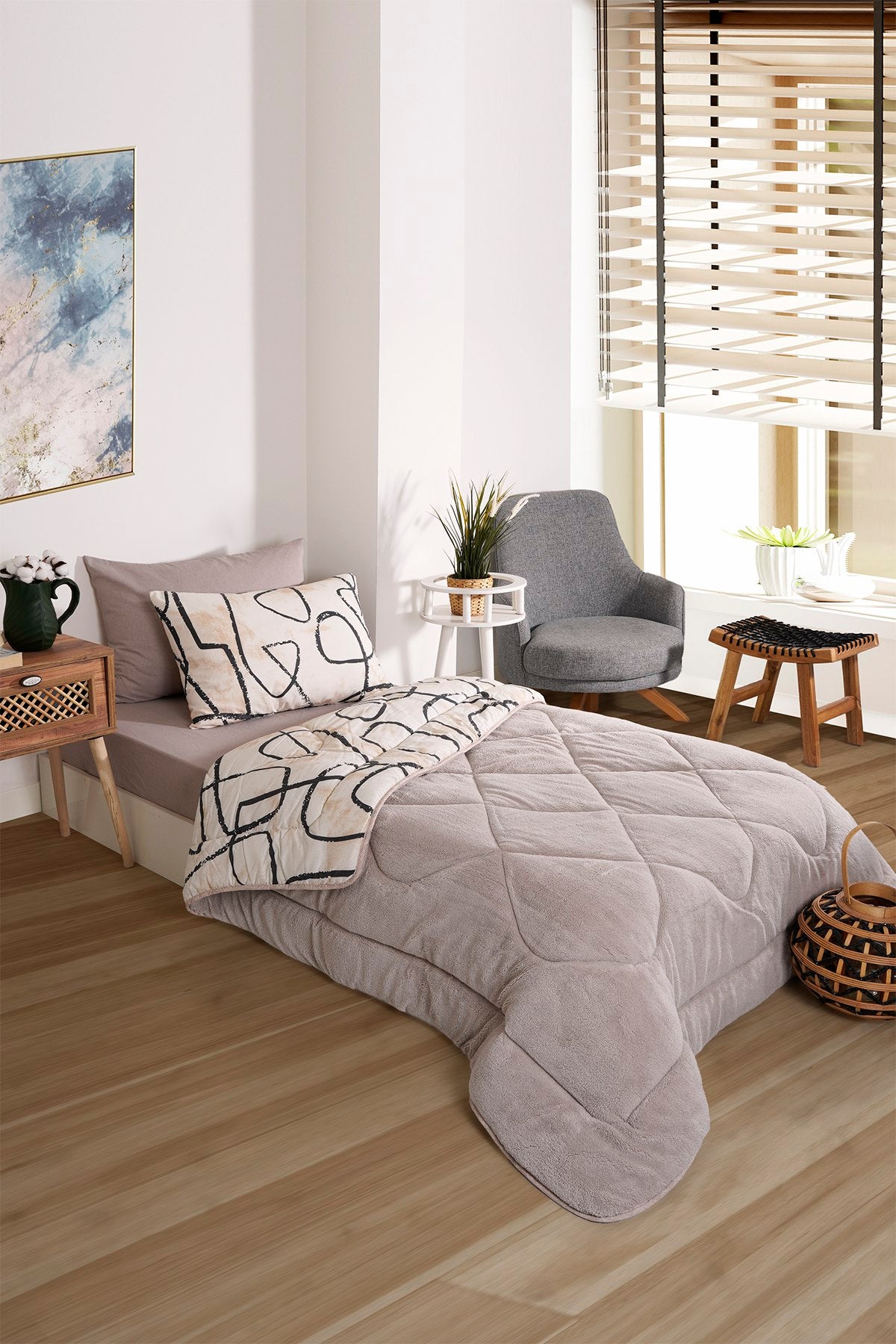 ETE HOMETEX TEK KİŞİLİK WELSOFT UYKU SETİ EFEKT BEJ 8696474232006