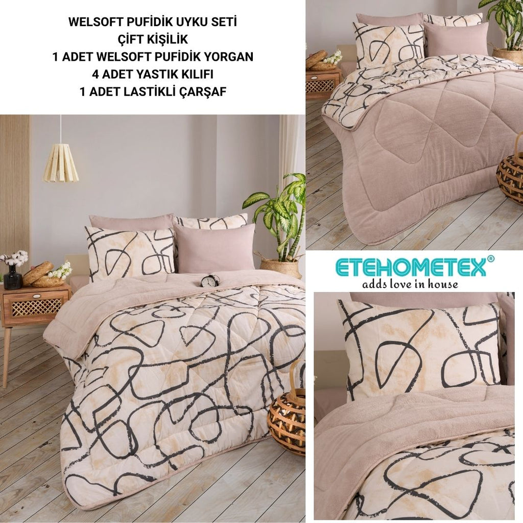 ETE HOMETEX ÇİFT KİŞİLİK WELSOFT UYKU SETİ EFEKT BEJ 8696474231980