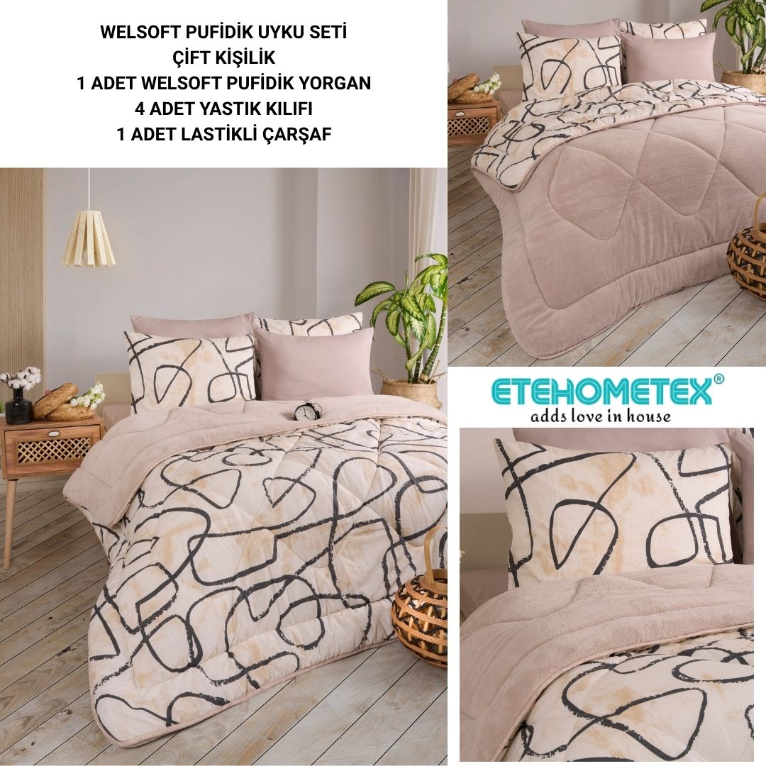 ETE HOMETEX ÇİFT KİŞİLİK WELSOFT UYKU SETİ EFEKT BEJ 8696474231980