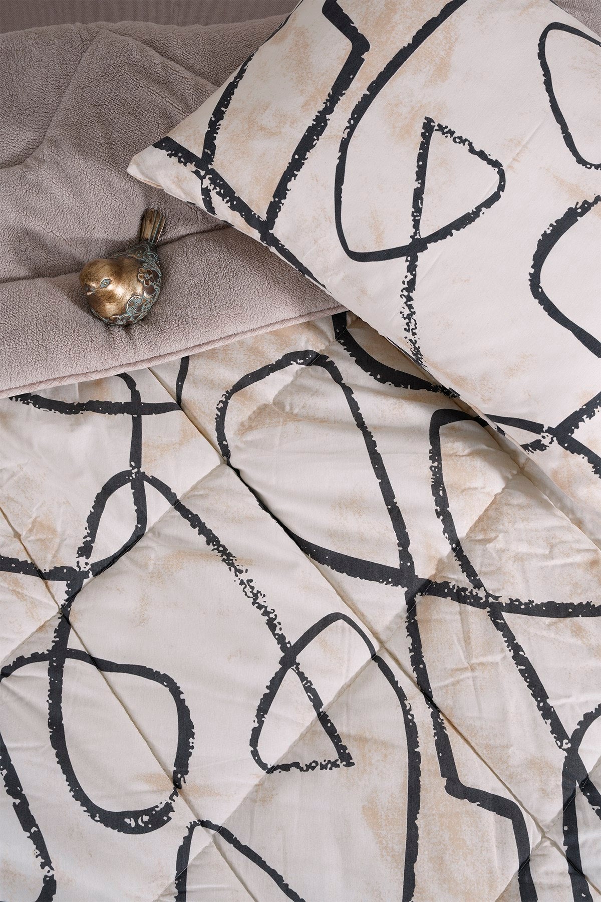 ETE HOMETEX TEK KİŞİLİK LÜX WELSOFT YORGAN SETİ EFEKT BEJ 155X215CM 8696474231964