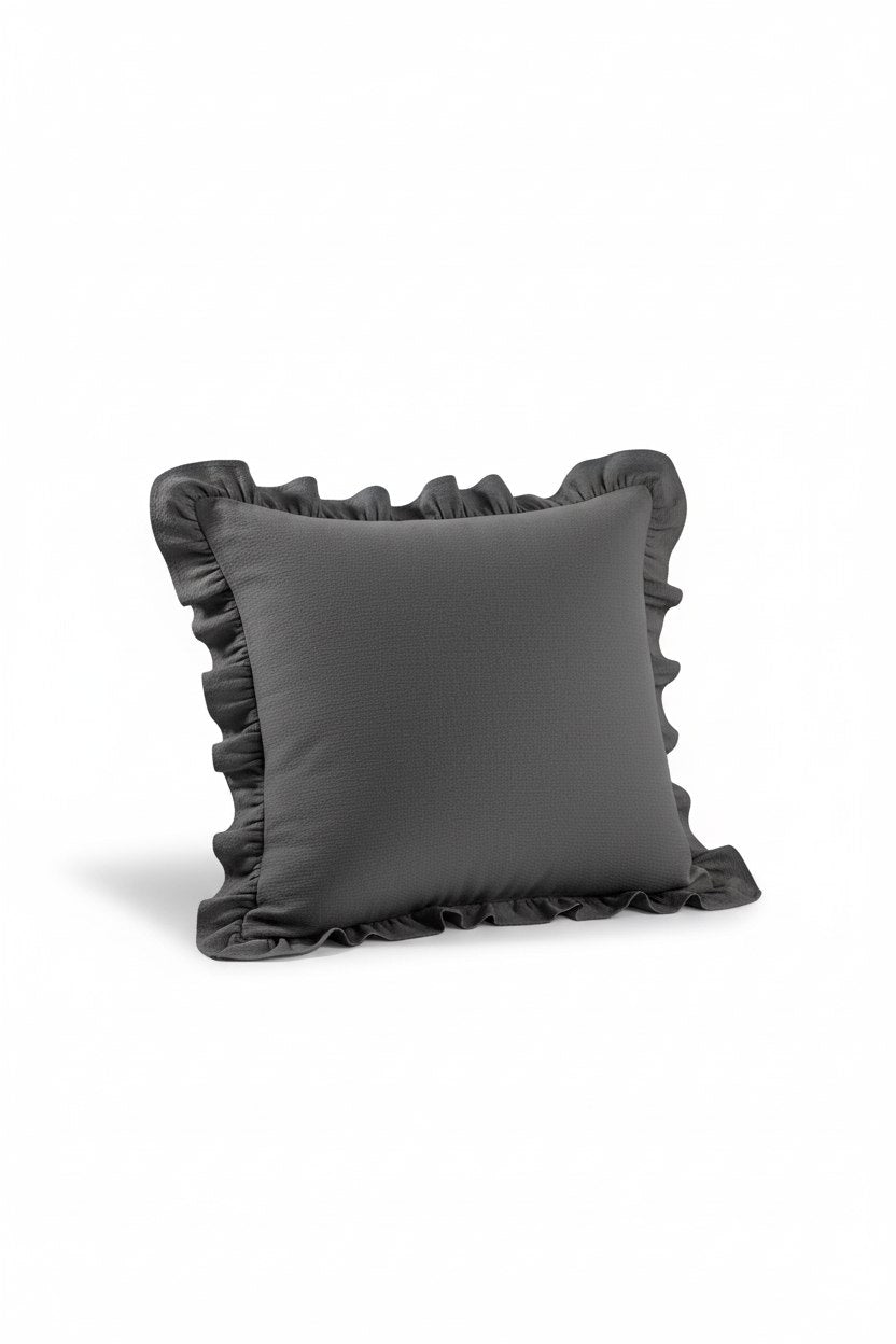 ETEHOMETEX %100 Doğal Pamuk Tek Kişilik Fırfırlı Nevresim Seti 160x220 cm ANTRASİT 8696474232065
