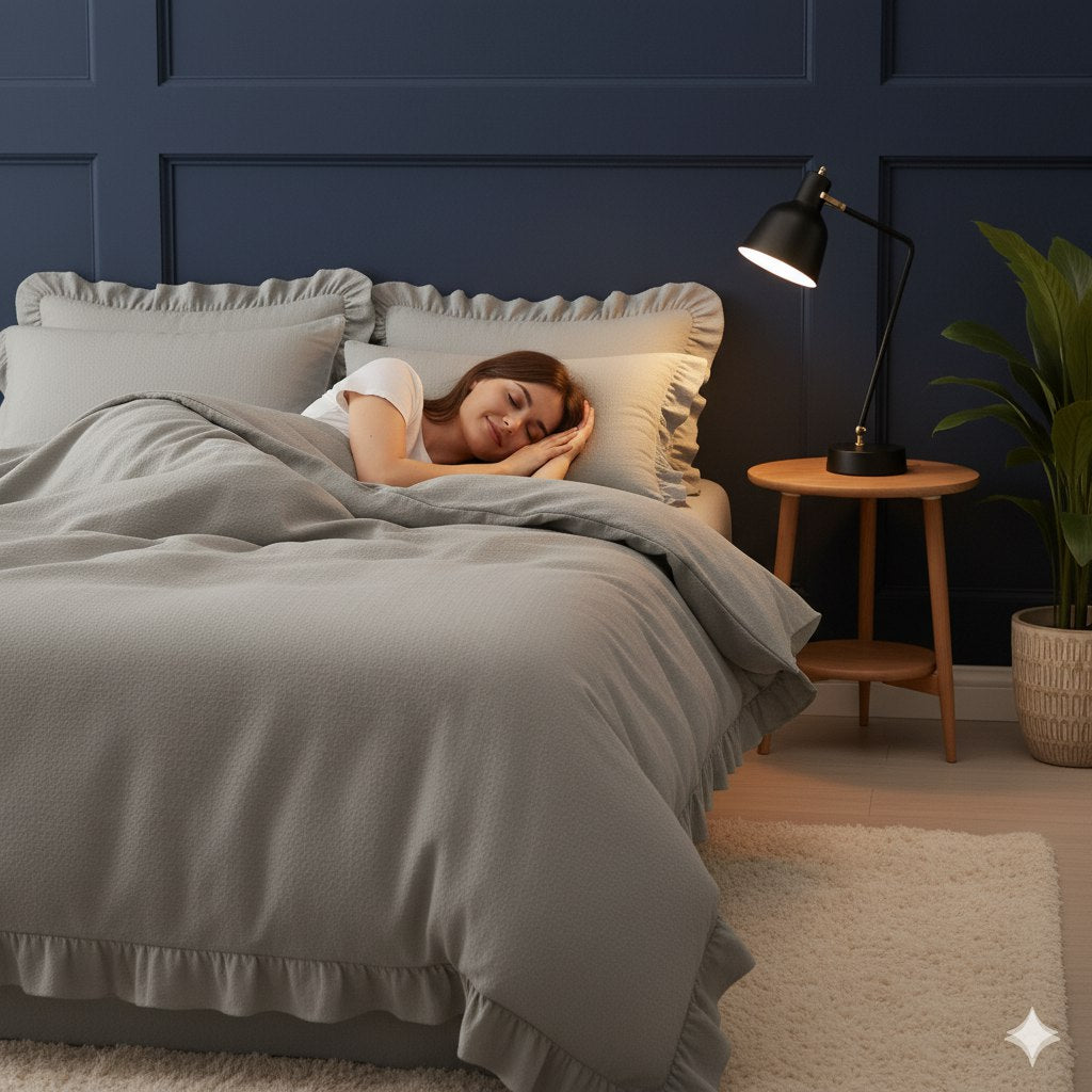ETEHOMETEX %100 Doğal Pamuk Çift Kişilik Fırfırlı Nevresim Seti 200x220 cm TAŞ 8696474232034