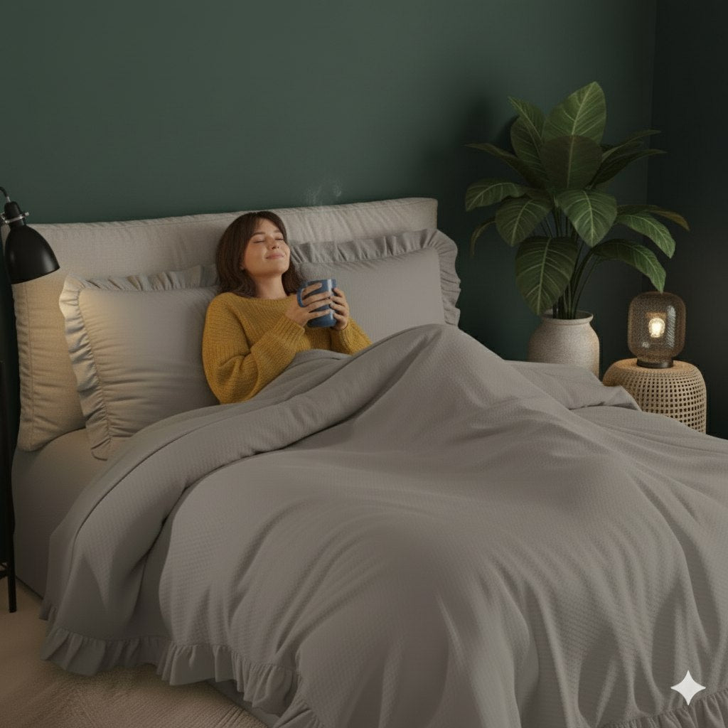 ETEHOMETEX %100 Doğal Pamuk Tek Kişilik Fırfırlı Nevresim Seti 160x220 cm TAŞ 8696474232067
