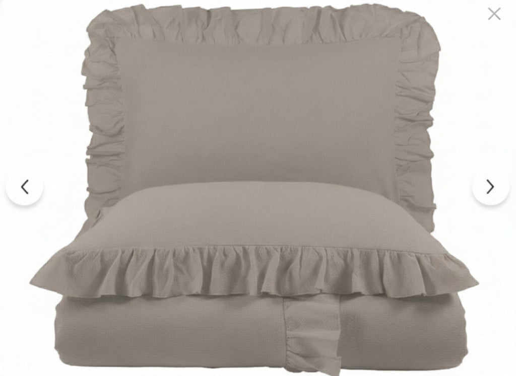ETEHOMETEX %100 Doğal Pamuk Çift Kişilik Fırfırlı Nevresim Seti 200x220 cm TAŞ 8696474232034
