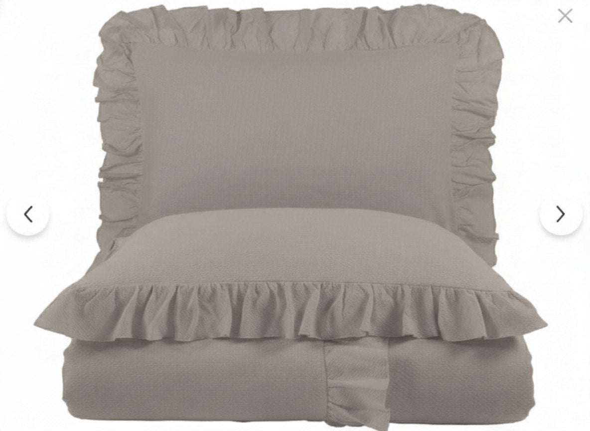 ETEHOMETEX %100 Doğal Pamuk Çift Kişilik Fırfırlı Nevresim Seti 200x220 cm TAŞ 8696474232034