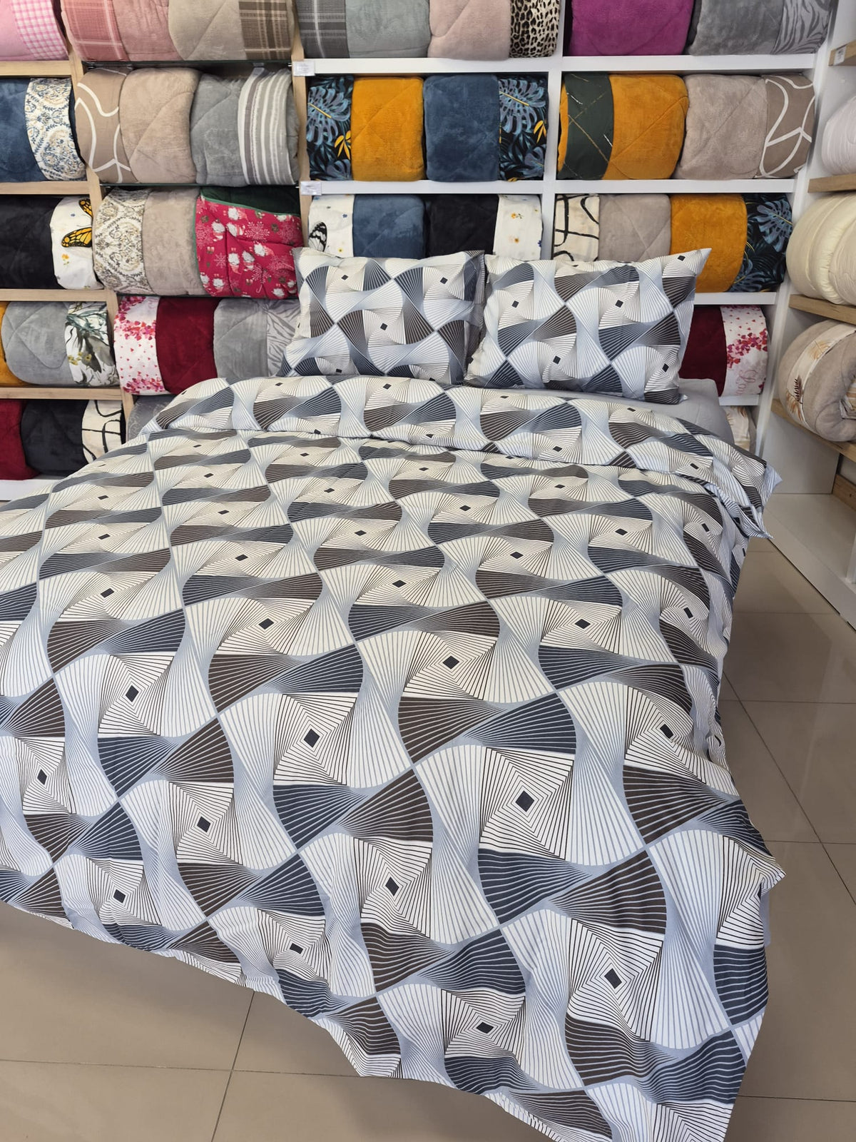 ETEHOMETEX %100 Pamuk Nevresim Takımı ÇİFT KİŞİLİK GEOMETRİK MAVİ 8696474232113