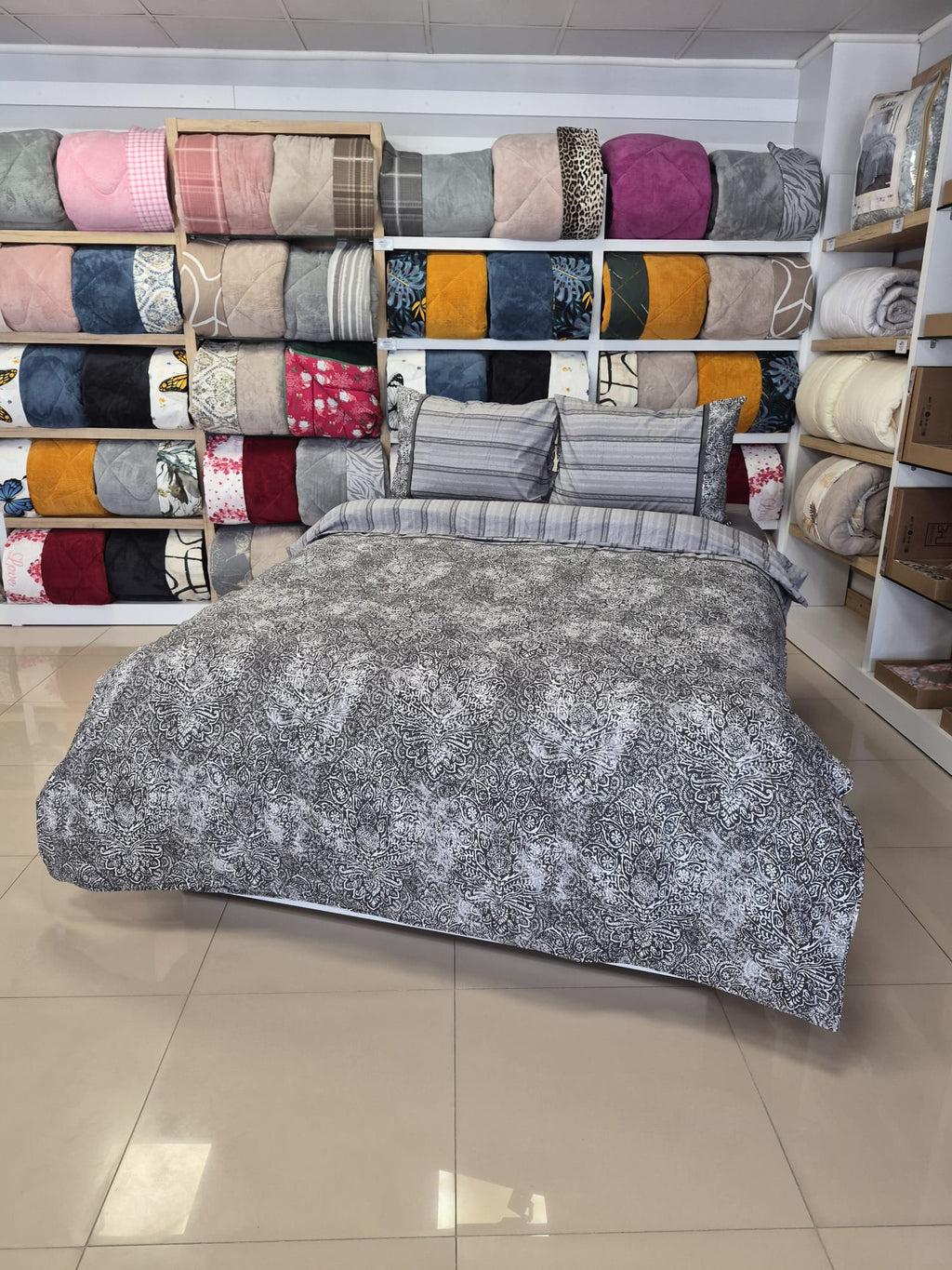 ETEHOMETEX %100 Pamuk Nevresim Takımı ÇİFT KİŞİLİK DAMASK GRİ 8696474232116