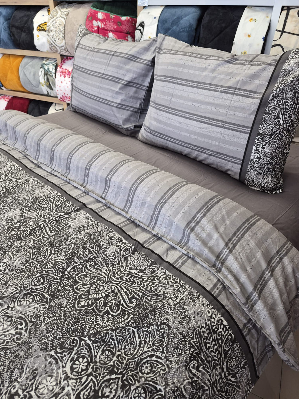 ETEHOMETEX %100 Pamuk Nevresim Takımı ÇİFT KİŞİLİK DAMASK GRİ 8696474232116