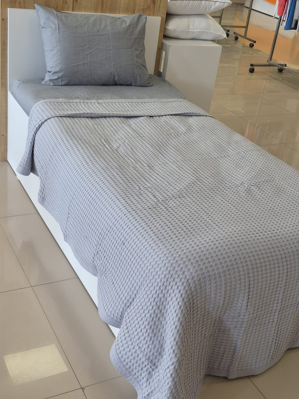 ETEHOMETEX HAVUZLU PİKE TAKIMI %100 PAMUK TEK KİŞİLİK GRİ 8696474232110