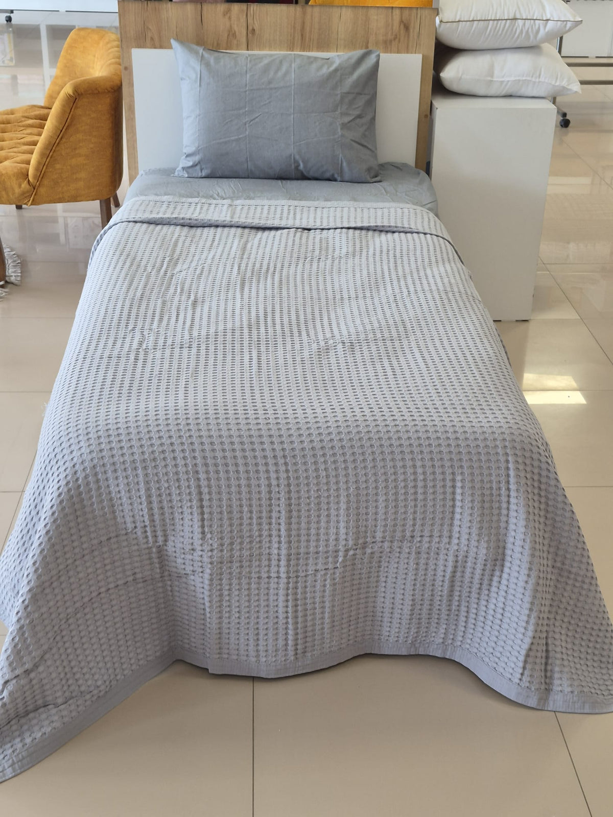 ETEHOMETEX HAVUZLU PİKE TAKIMI %100 PAMUK TEK KİŞİLİK GRİ 8696474232110