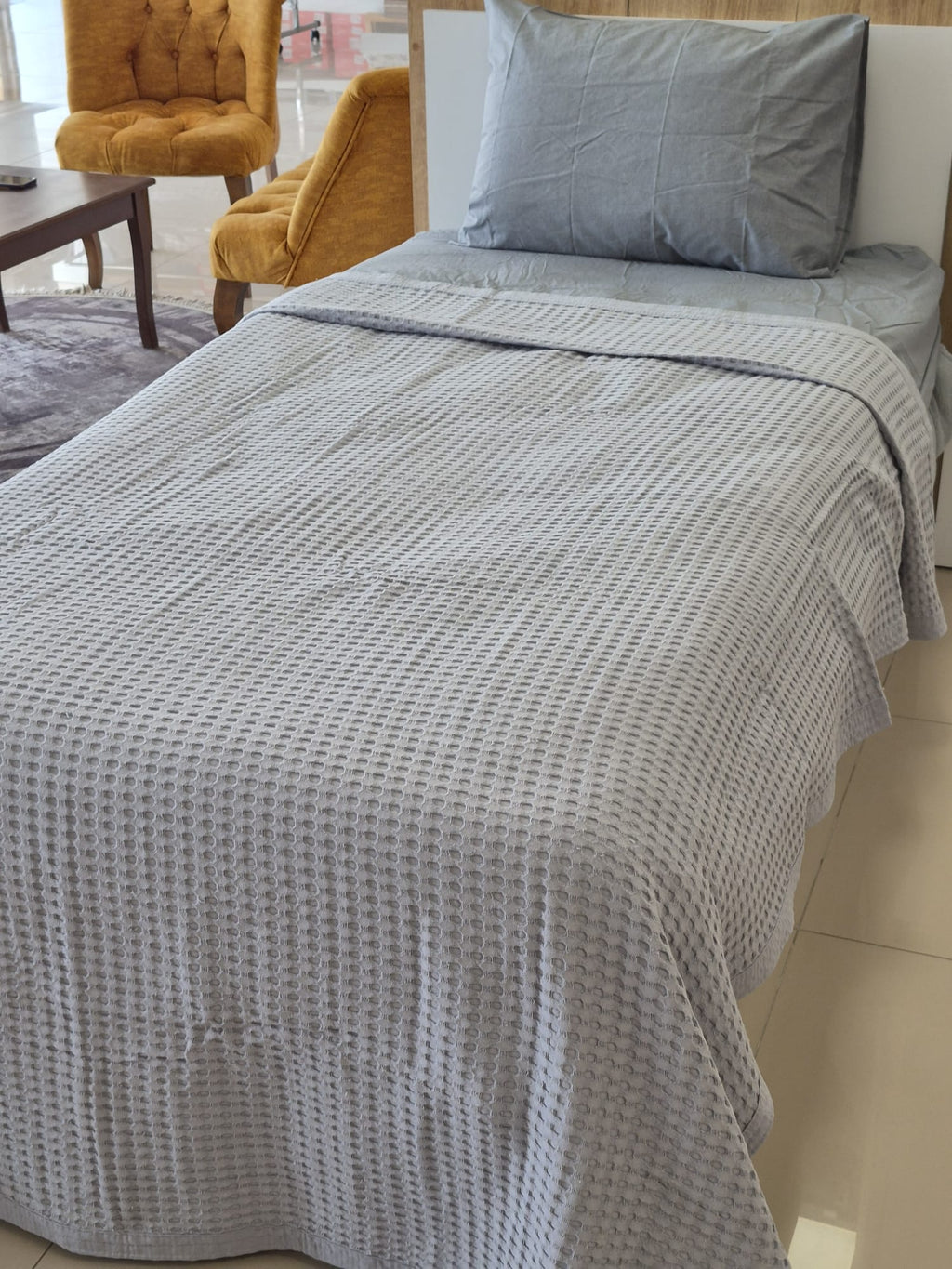 ETEHOMETEX HAVUZLU PİKE TAKIMI %100 PAMUK TEK KİŞİLİK GRİ 8696474232110