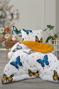 ETE HOMETEX TEK KİŞİLİK LÜX WELSOFT YORGAN SETİ KELEBEK HARDAL155X215CM 8696474232008