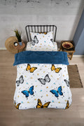 ETE HOMETEX TEK KİŞİLİK LÜX WELSOFT YORGAN SETİ KELEBEK İNDİGO 155X215CM 8696474231930