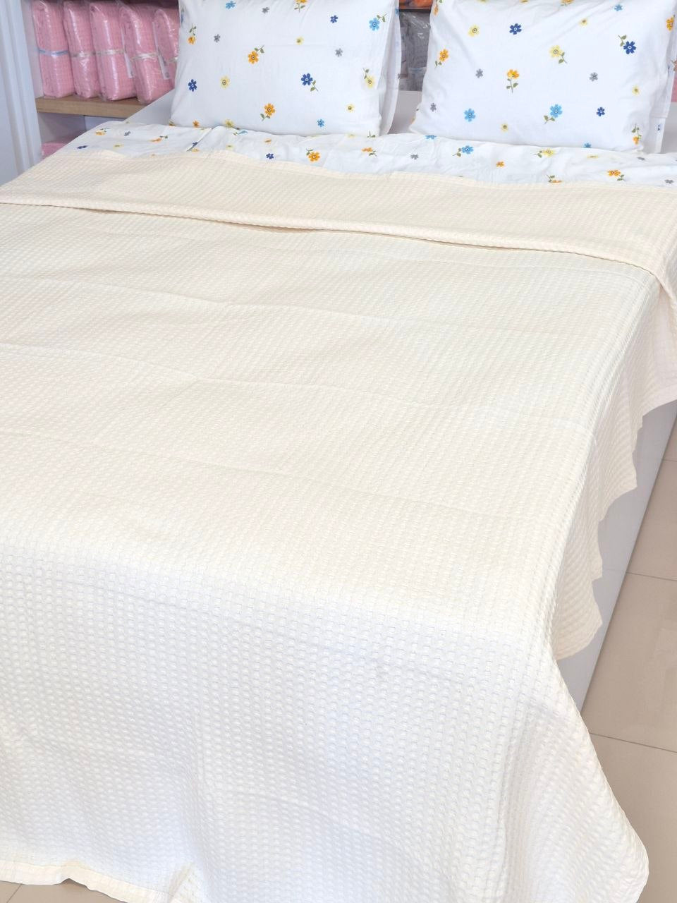 ETEHOMETEX ÇİFT KİŞİLİK %100 PAMUK HAVUZLU PİKE TAKIMI KREM 8696474232101