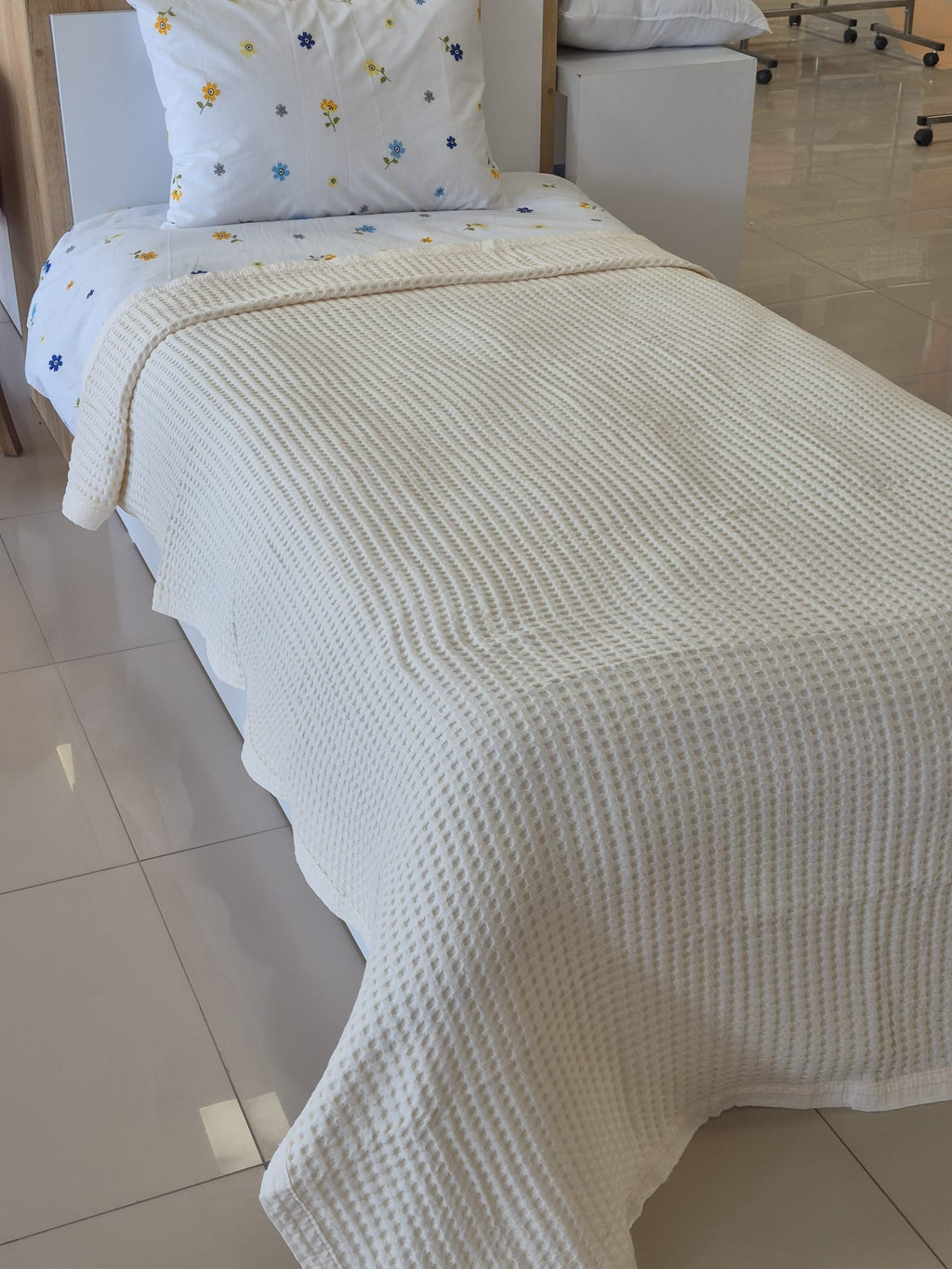 ETEHOMETEX HAVUZLU PİKE TAKIMI %100 PAMUK TEK KİŞİLİK KREM 8696474232109
