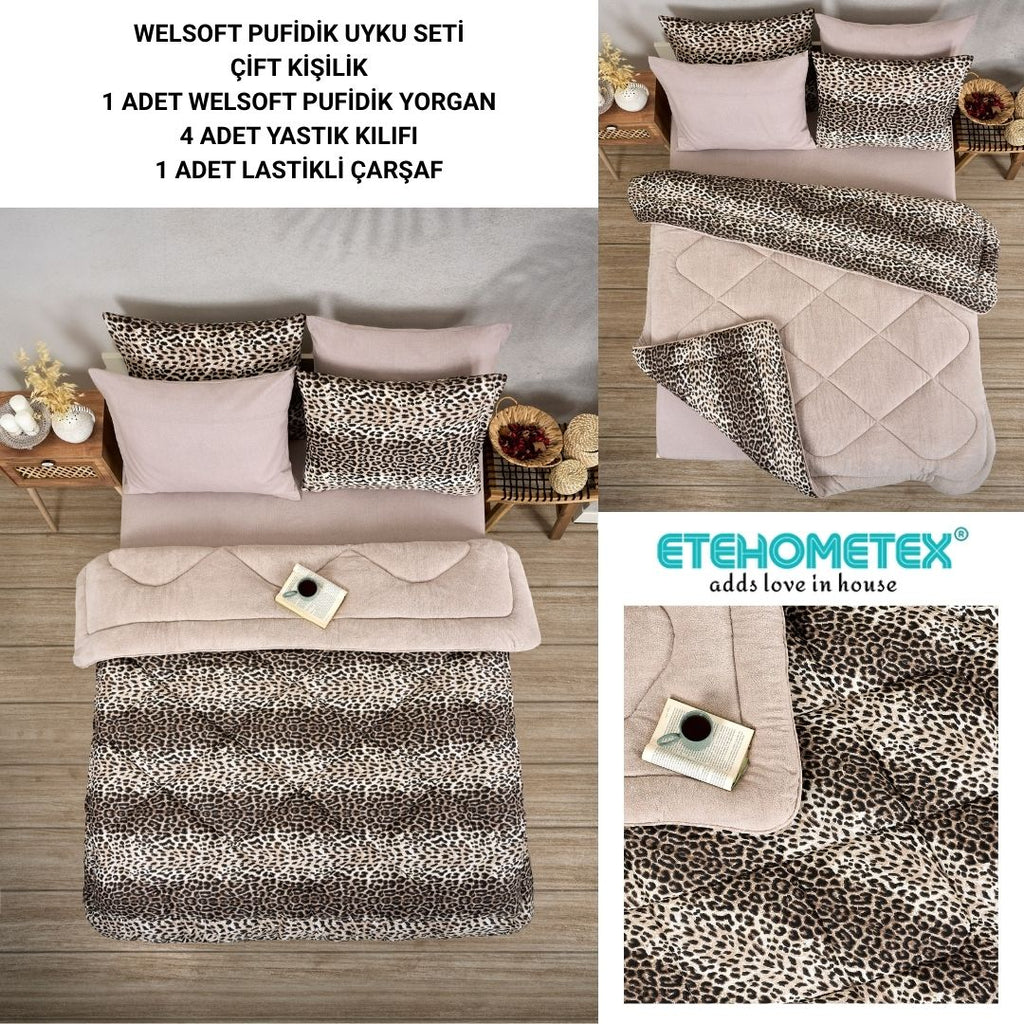 ETE HOMETEX ÇİFT KİŞİLİK WELSOFT UYKU SETİ LEOPAR BEJ 8696474231982
