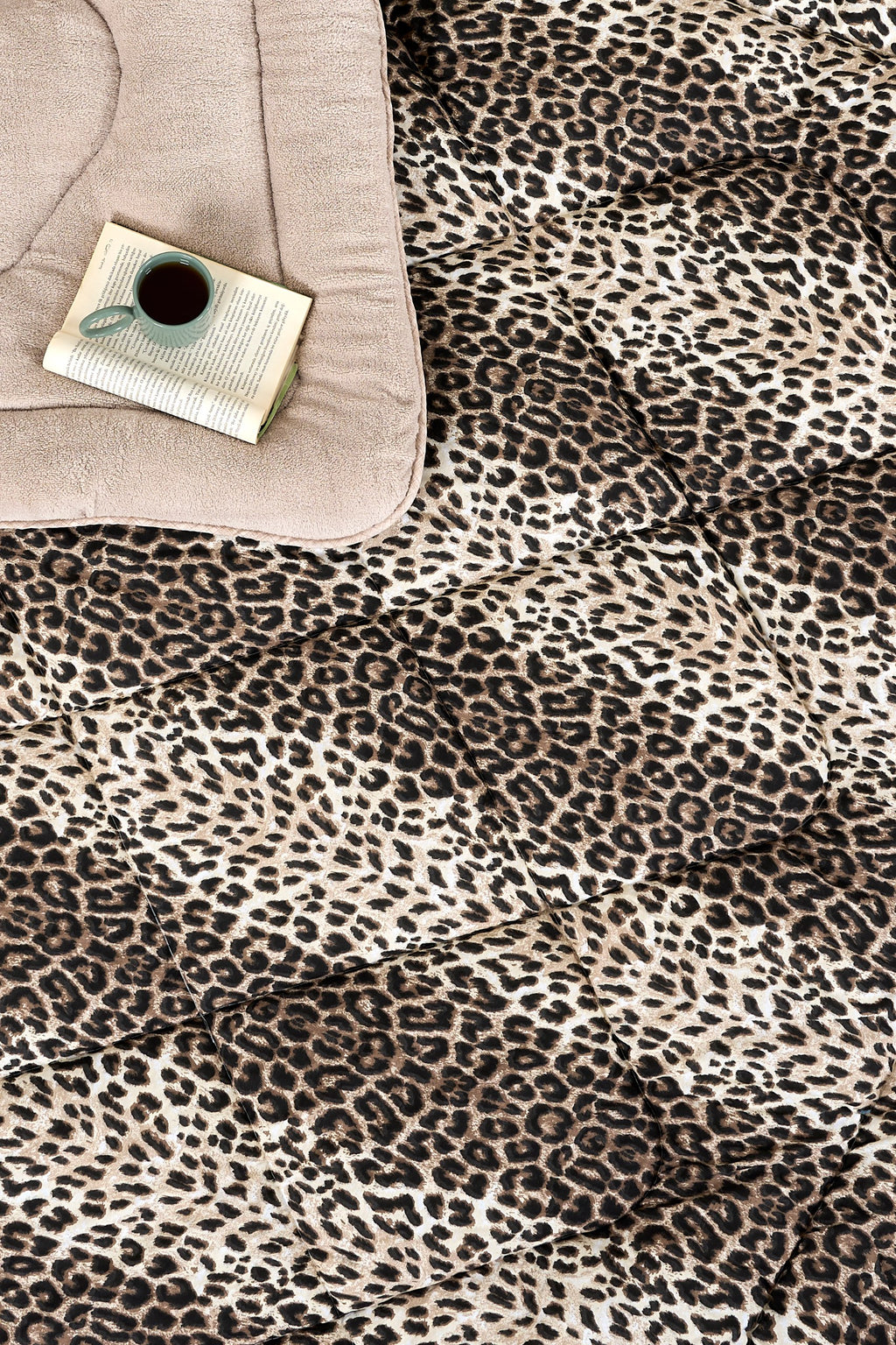 ETE HOMETEX ÇİFT KİŞİLİK LÜX WELSOFT YORGAN SETİ 195X215CM LEOPAR BEJ 8696474231945
