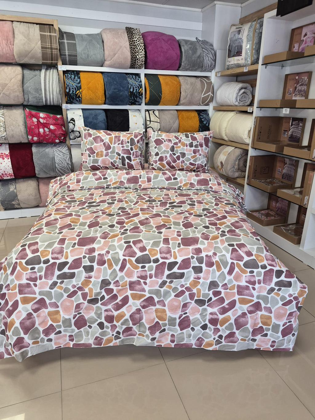 ETEHOMETEX %100 Pamuk Nevresim Takımı ÇİFT KİŞİLİK MOZAİK PUDRA 8696474232112