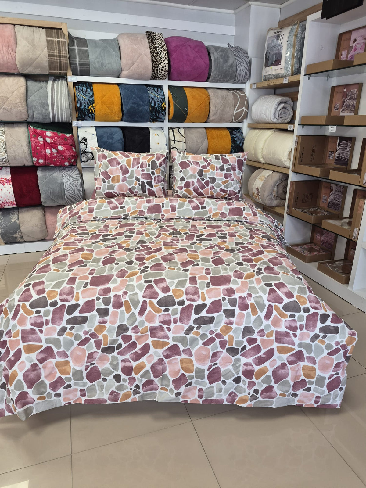 ETEHOMETEX %100 Pamuk Nevresim Takımı ÇİFT KİŞİLİK MOZAİK PUDRA 8696474232112