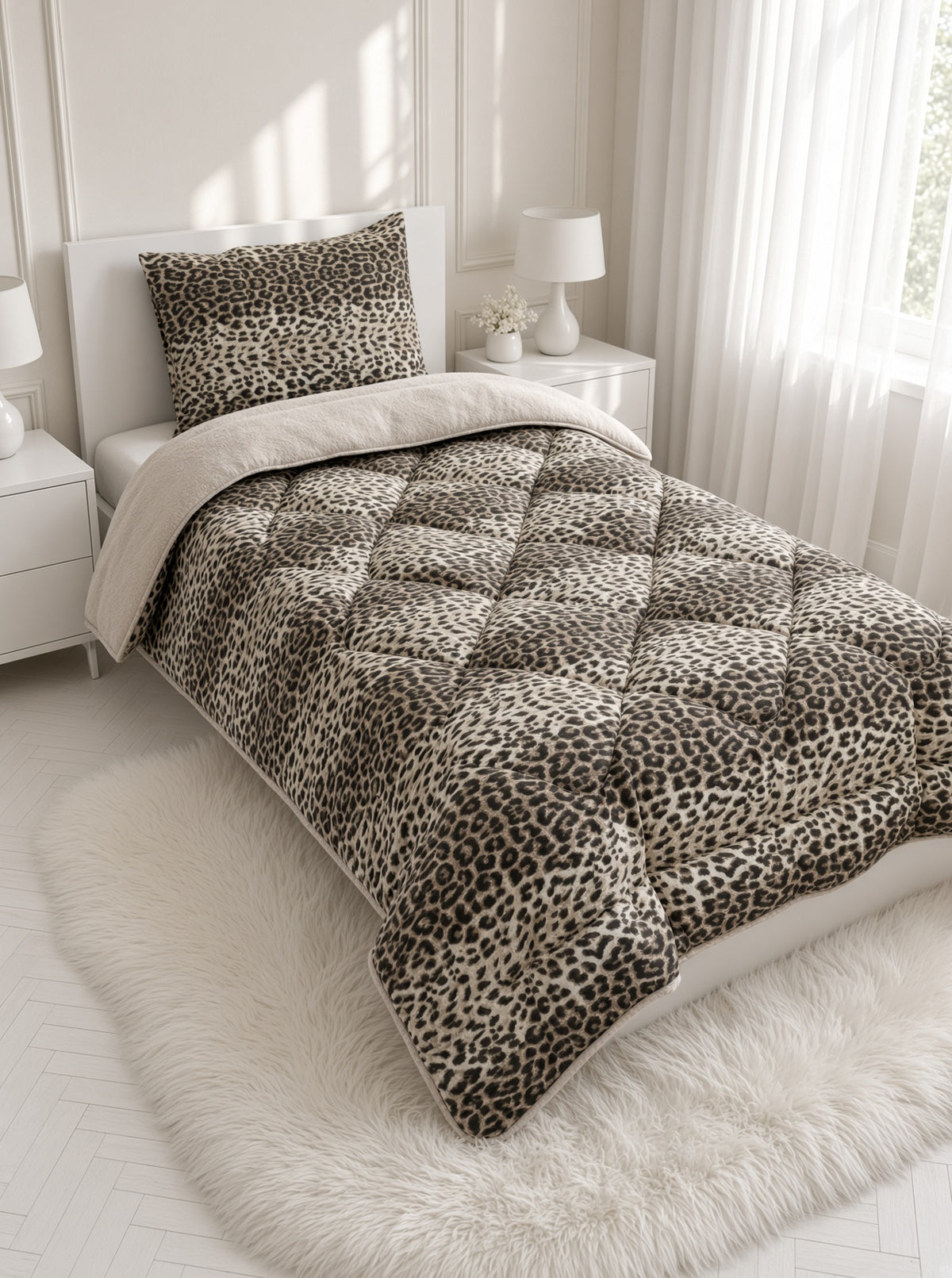 ETE HOMETEX TEK KİŞİLİK WELSOFT UYKU SETİ LEOPAR BEJ 8696474232014