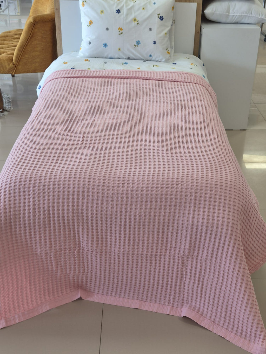 ETEHOMETEX HAVUZLU PİKE TAKIMI %100 PAMUK TEK KİŞİLİK PEMBE 8696474232108