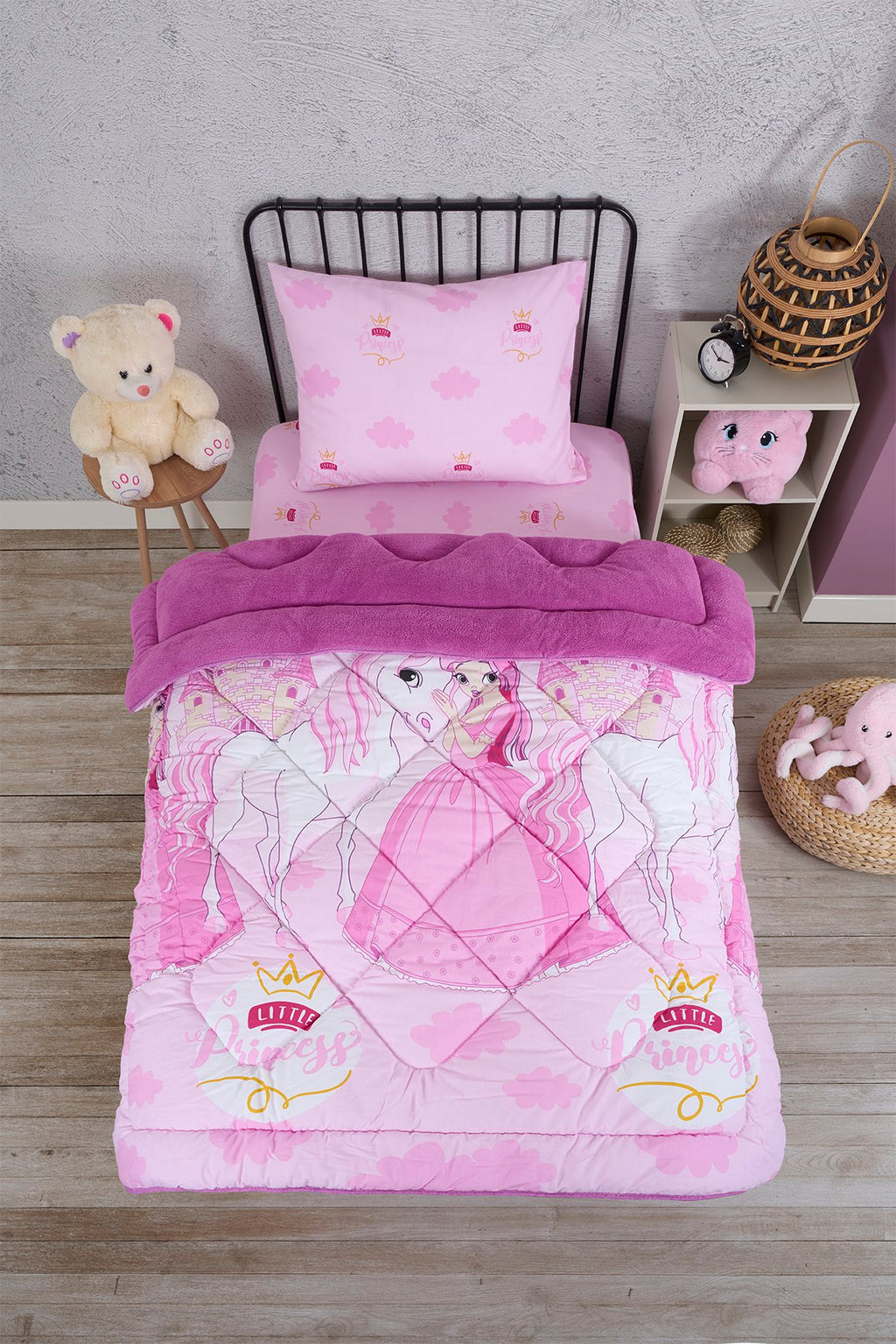 ETE HOMETEX TEK KİŞİLİK LÜX WELSOFT YORGAN SETİ PRENSES MÜRDÜM 155X215CM 8696474231855