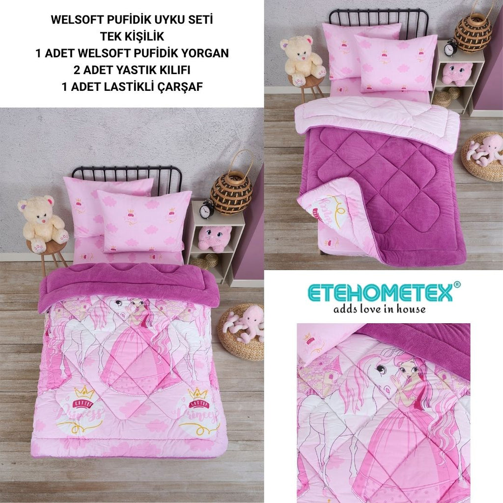 ETE HOMETEX TEK KİŞİLİK WELSOFT UYKU SETİ PRENSES MÜRDÜM 8696474232017