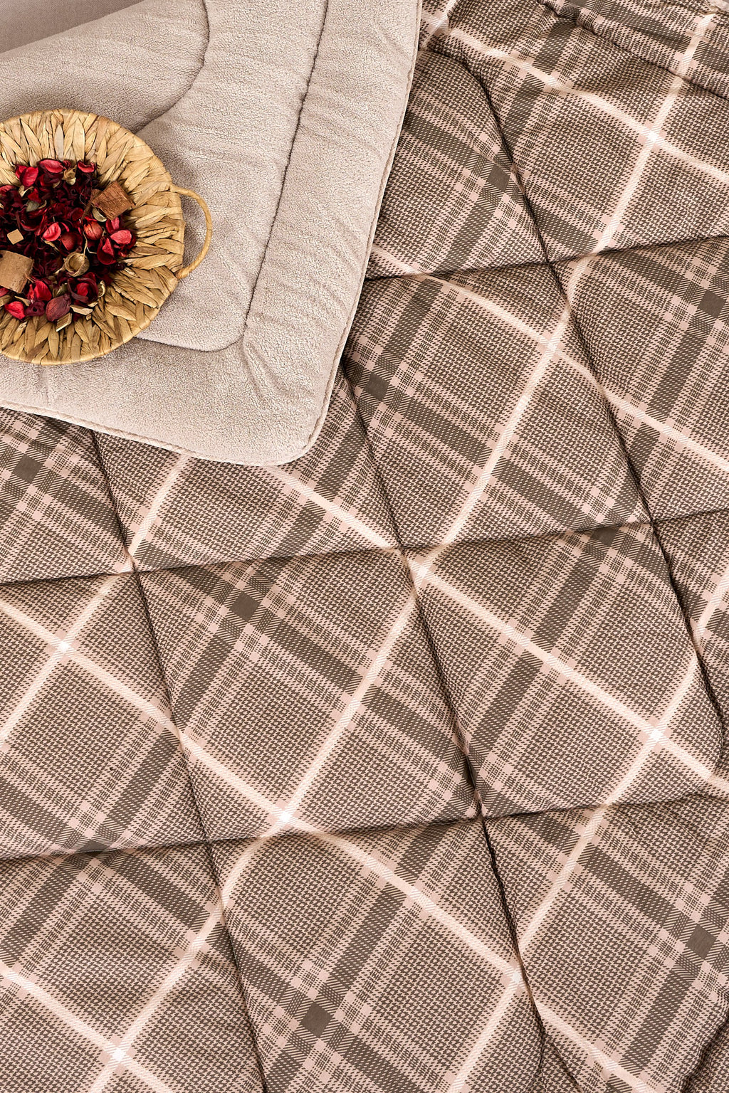 ETE HOMETEX ÇİFT KİŞİLİK LÜX WELSOFT YORGAN SETİ 195X215CM SAFİR BEJ 8696474231947