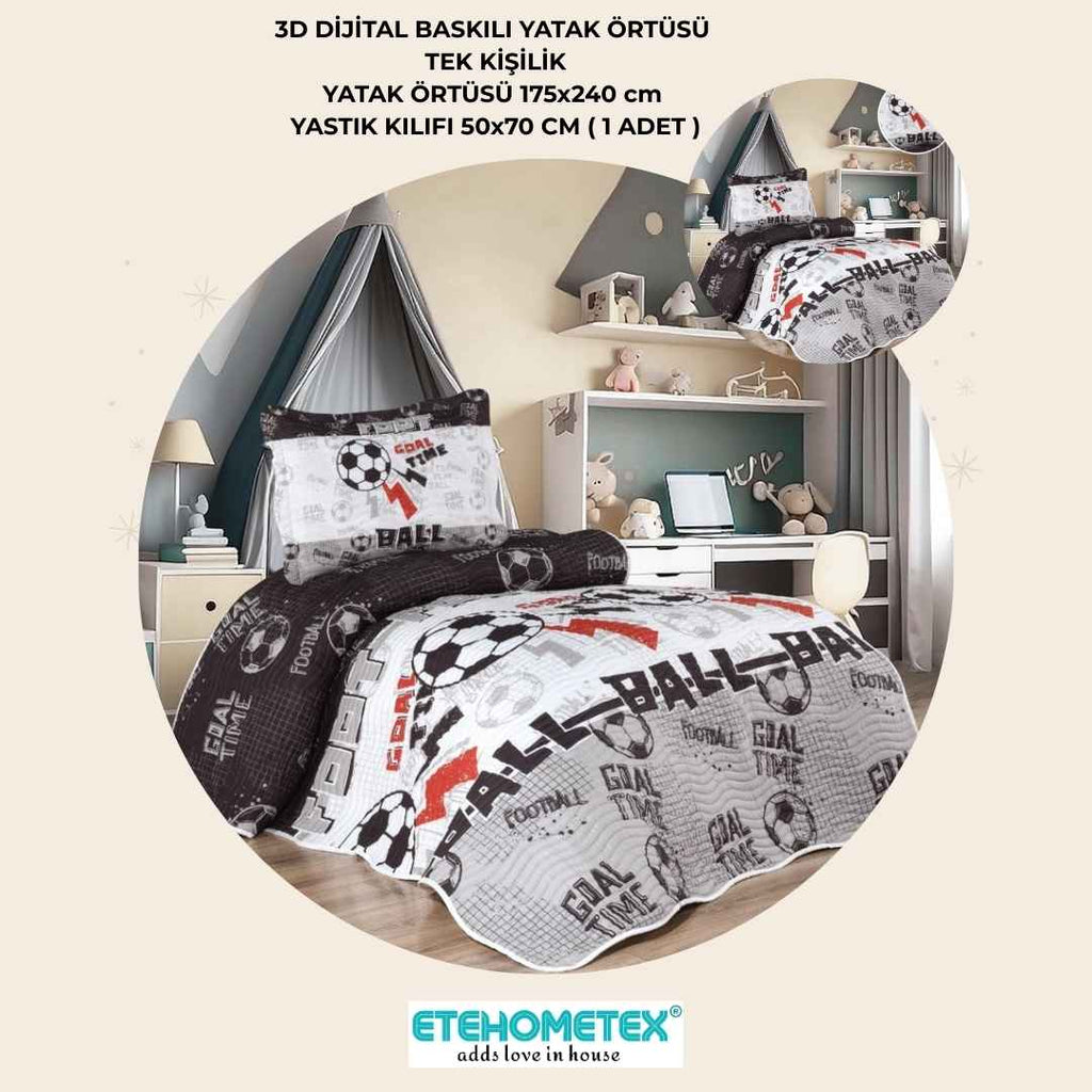 ETEHOMETEX TEK KİŞİLİK 3D DİJİTAL BASKILI YATAK ÖRTÜSÜ BEŞİKTAŞ 8696474232037