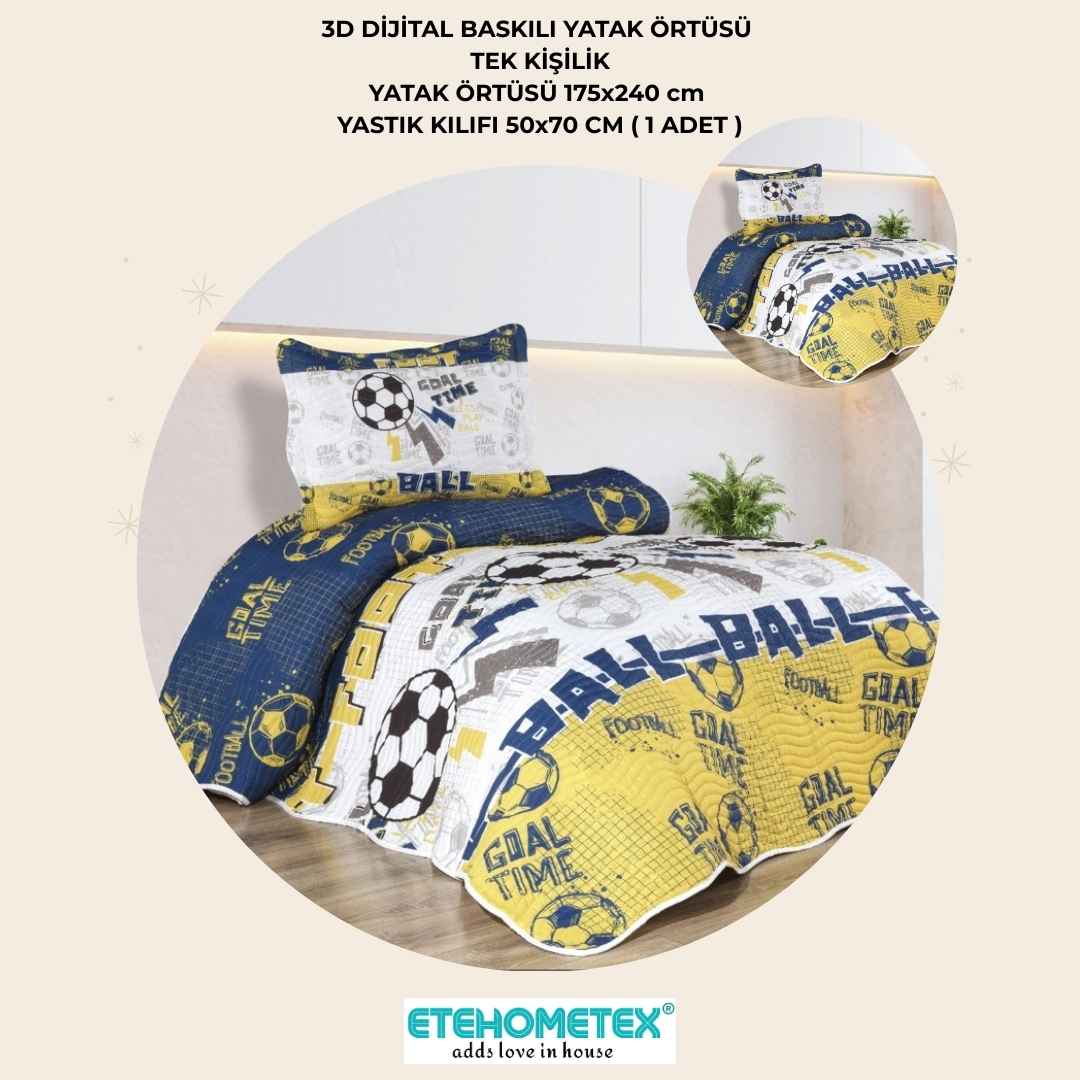 ETEHOMETEX TEK KİŞİLİK 3D DİJİTAL BASKILI YATAK ÖRTÜSÜ FENERBAHÇE 8696474232035