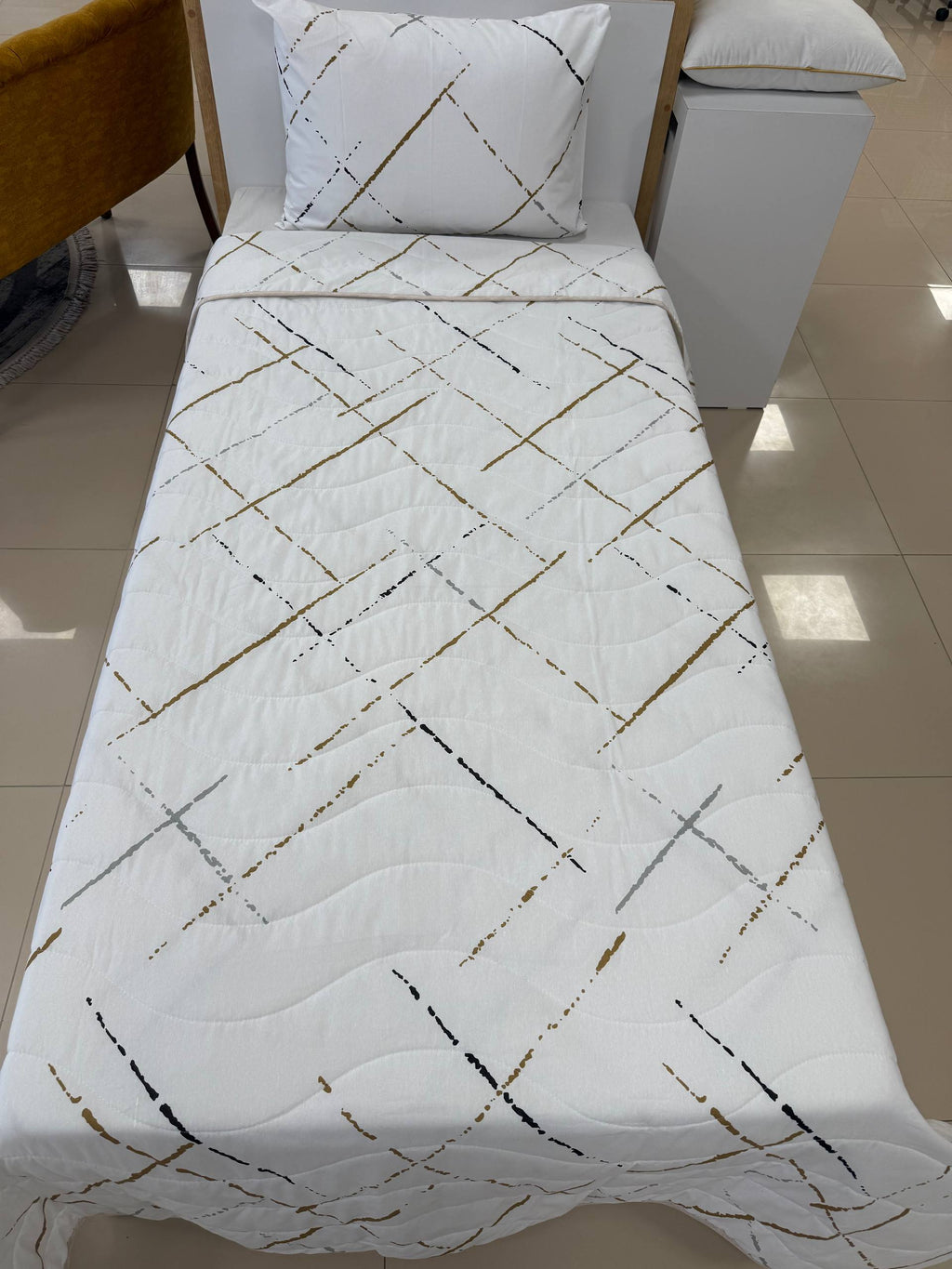 ETEHOMETEX Pamuklu Kapitoneli Yatak Örtüsü Seti TEK KİŞİLİK YANSIMA BEJ 8696474232106
