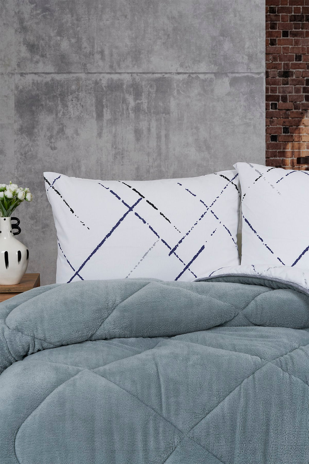 ETE HOMETEX ÇİFT KİŞİLİK LÜX WELSOFT YORGAN SETİ 195X215CM YANSIMA GRİ 8696474232009