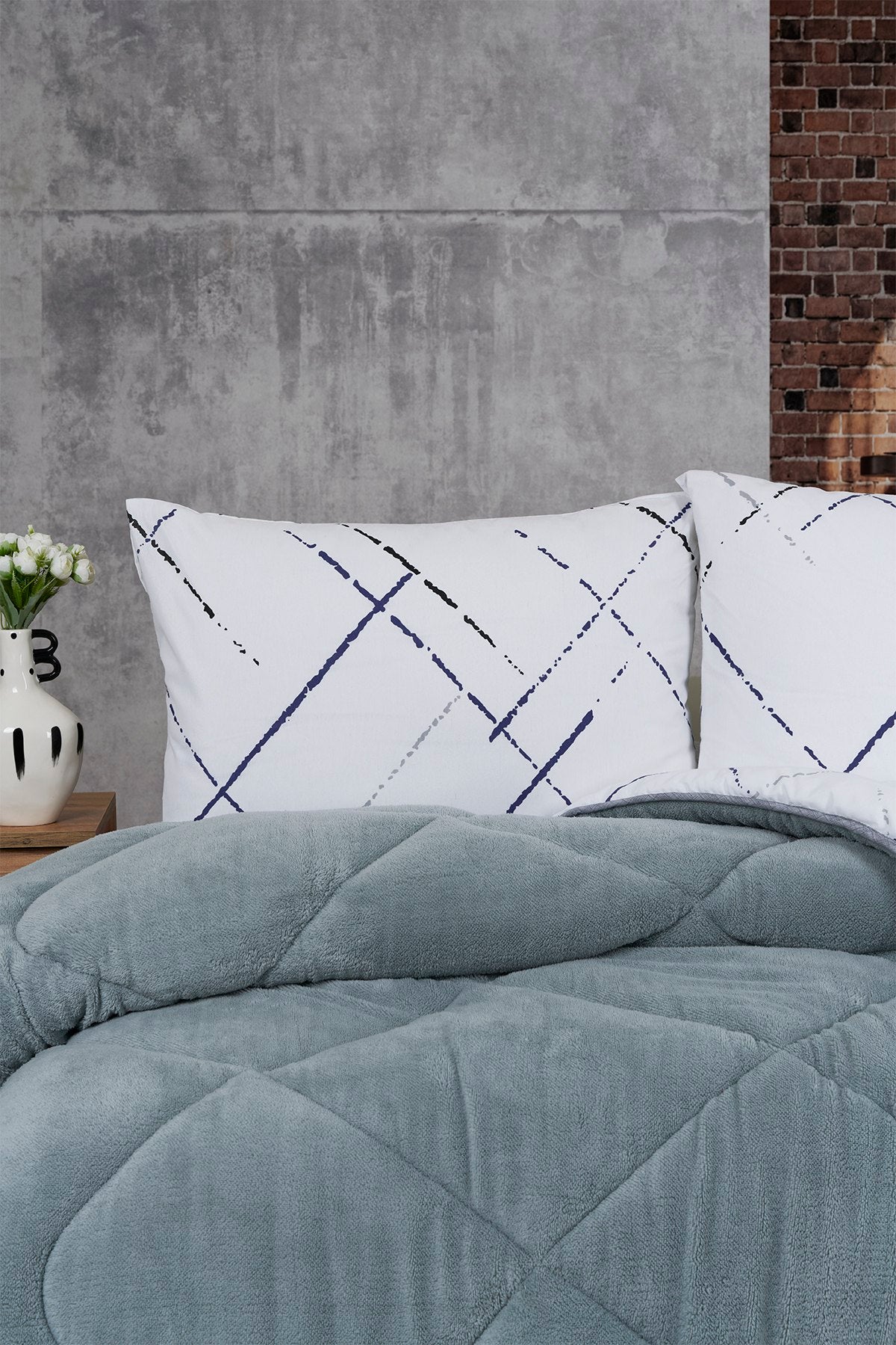 ETE HOMETEX ÇİFT KİŞİLİK LÜX WELSOFT YORGAN SETİ 195X215CM YANSIMA GRİ 8696474232009