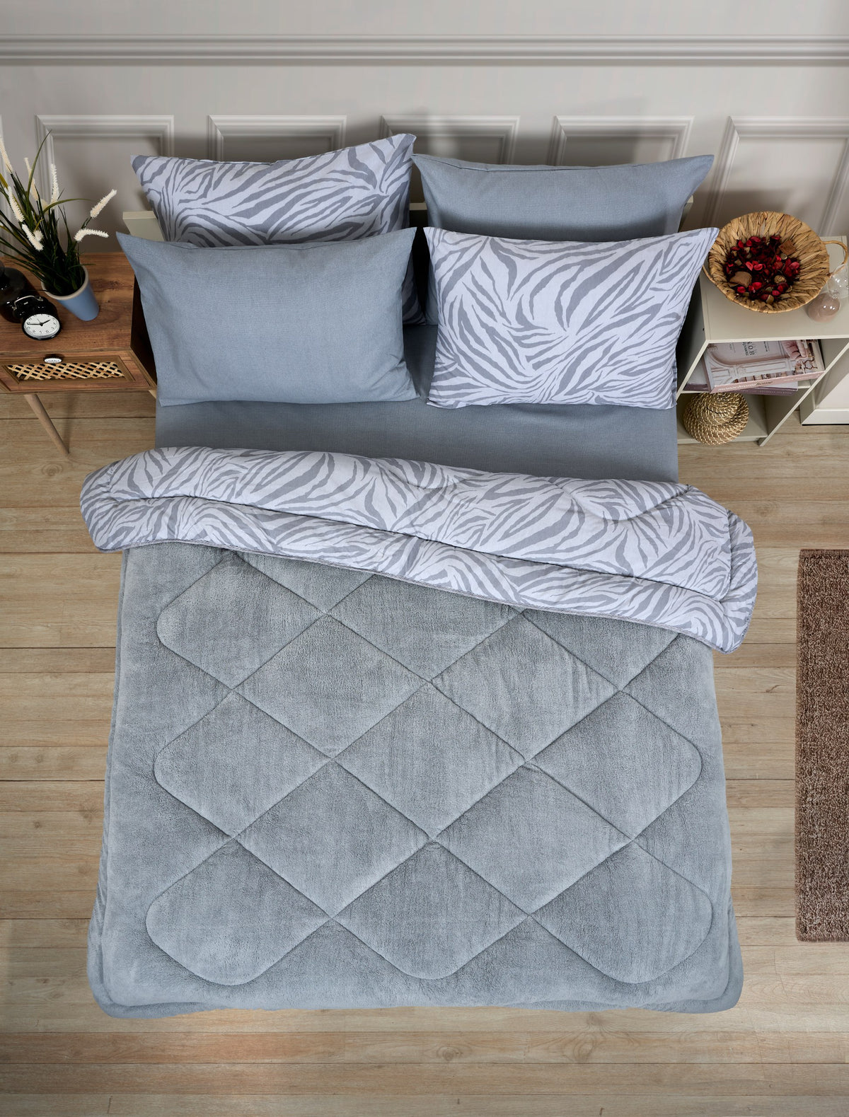 ETE HOMETEX ÇİFT KİŞİLİK WELSOFT UYKU SETİ ZEBRA GRİ 8696474231993